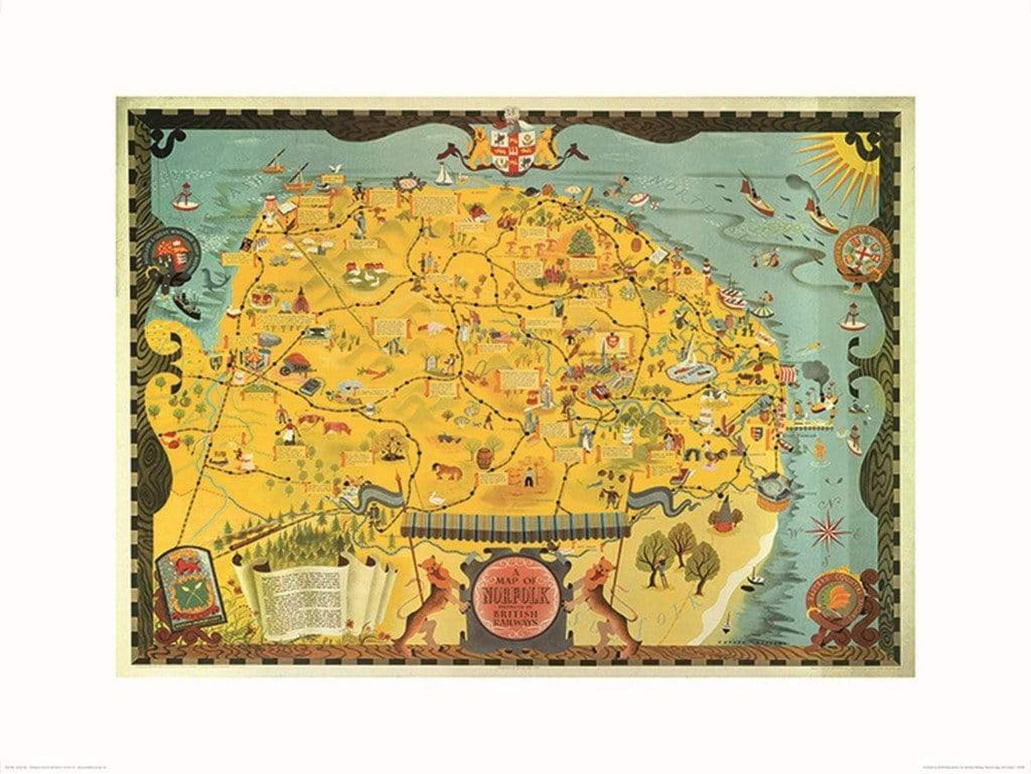 Kunstdruck Norfolk Map 80x60cm