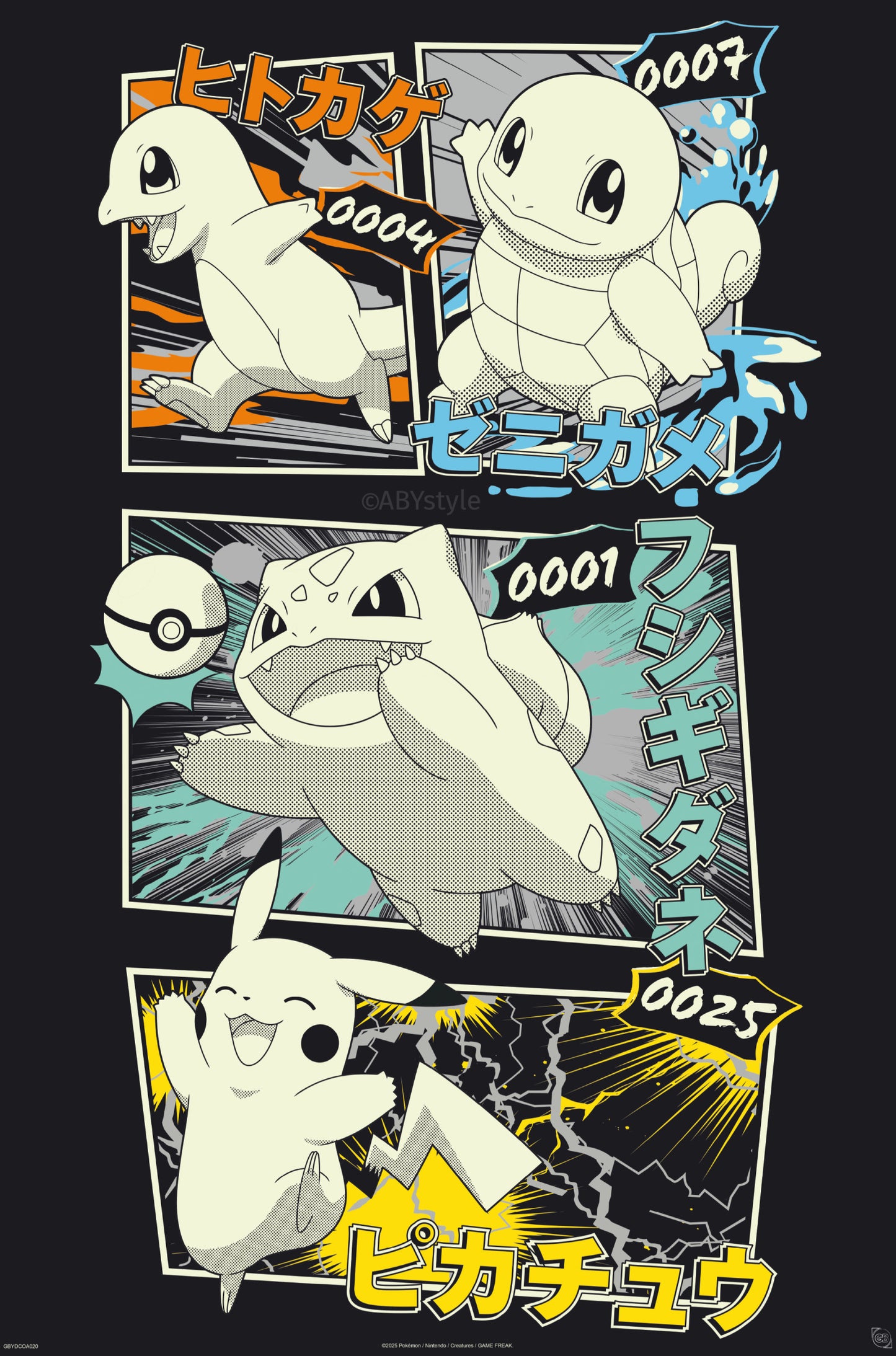 Poster Pokemon - Pikachu and Kanto Starters 61x91,5cm