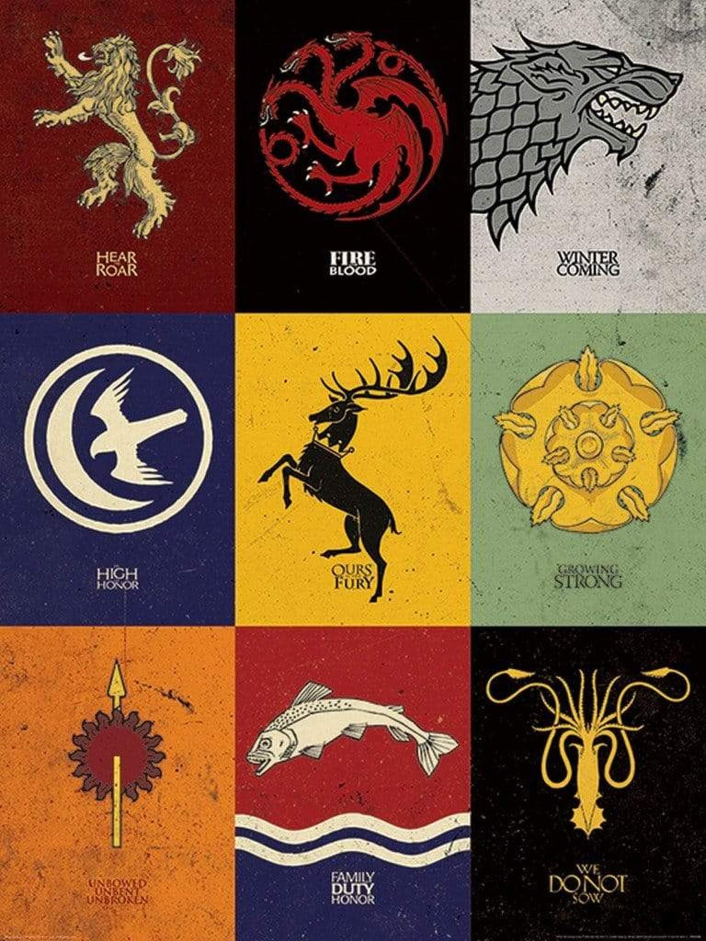 Kunstdruck Game of Thrones - Sigils 60x80cm