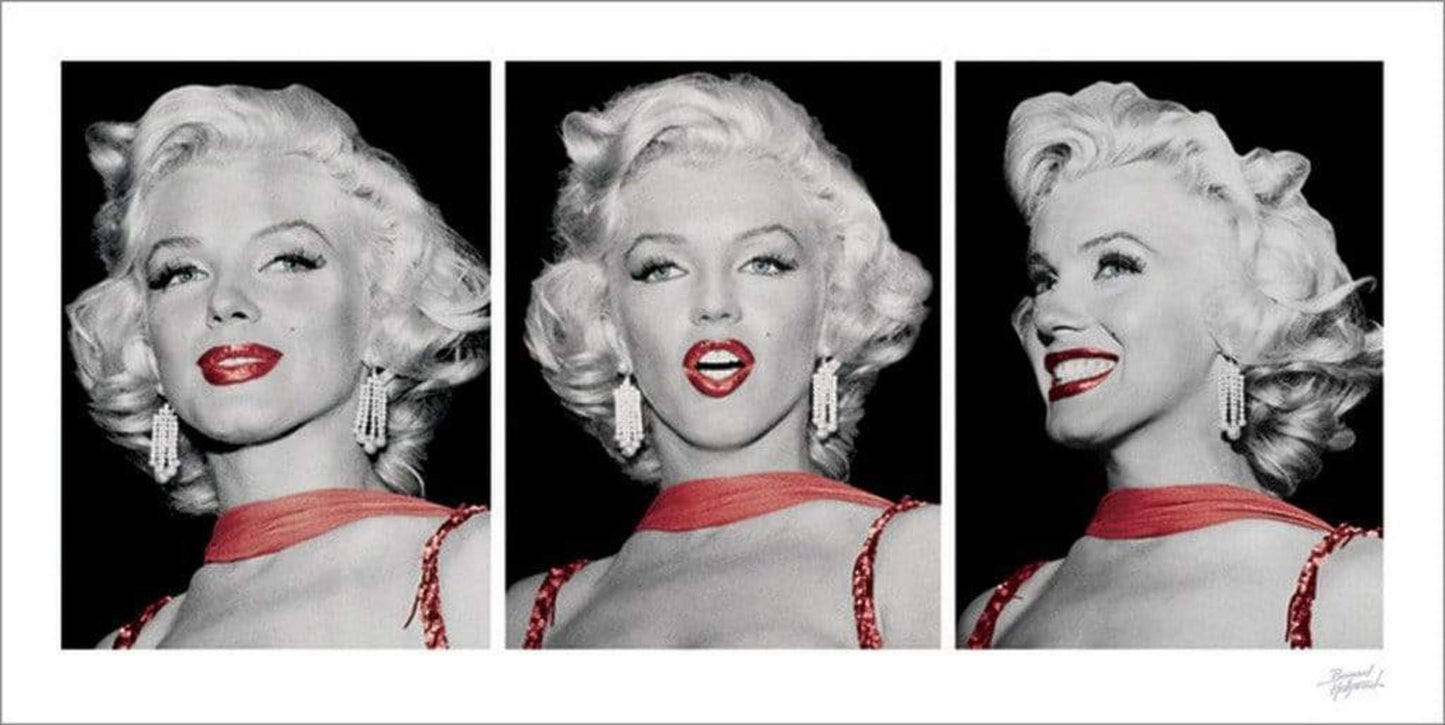 Kunstdruck Marilyn Monroe - Red Dress Triptych 100x50cm