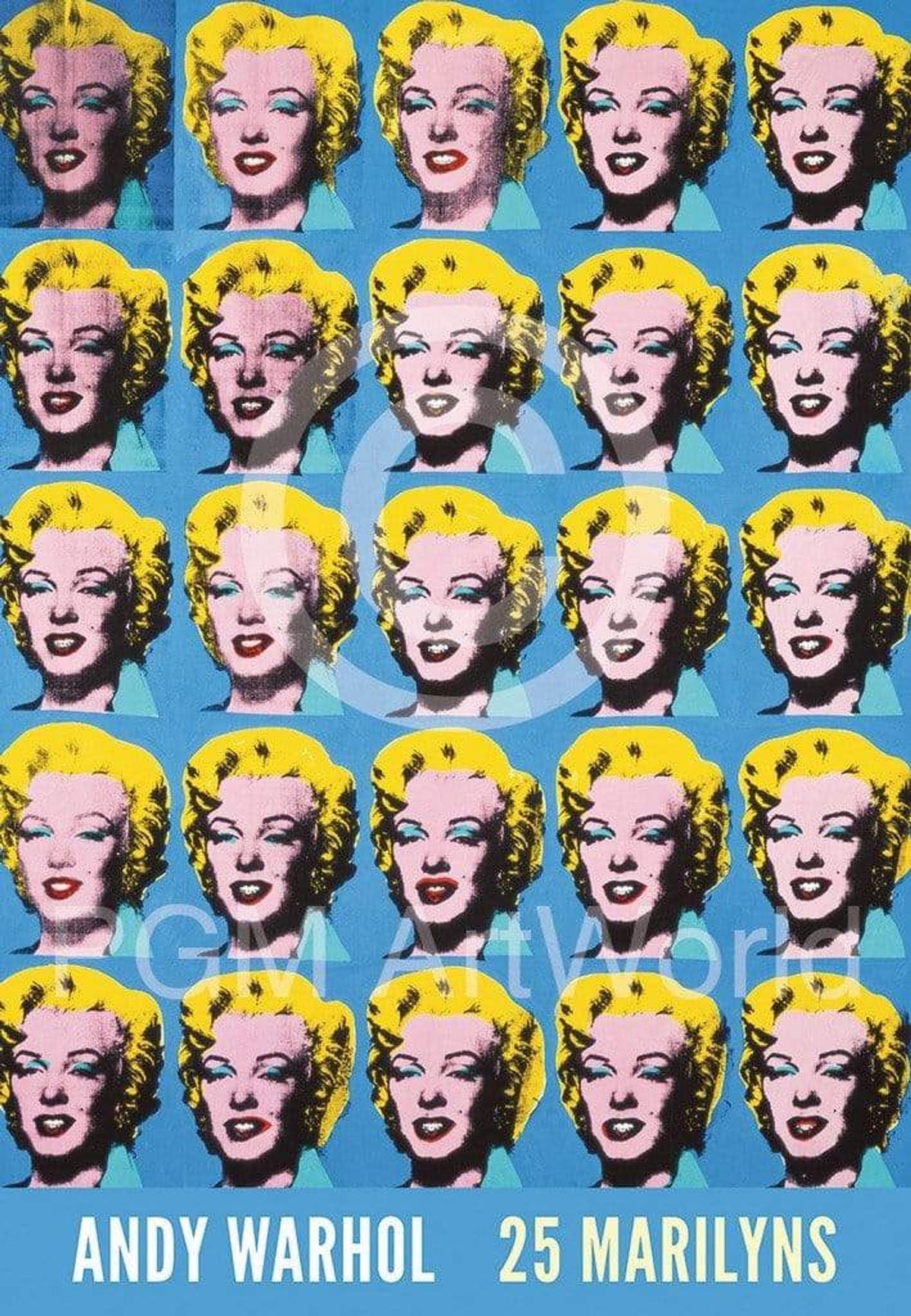Kunstdruck Andy Warhol - 25 Colored Marilyns 45x65cm