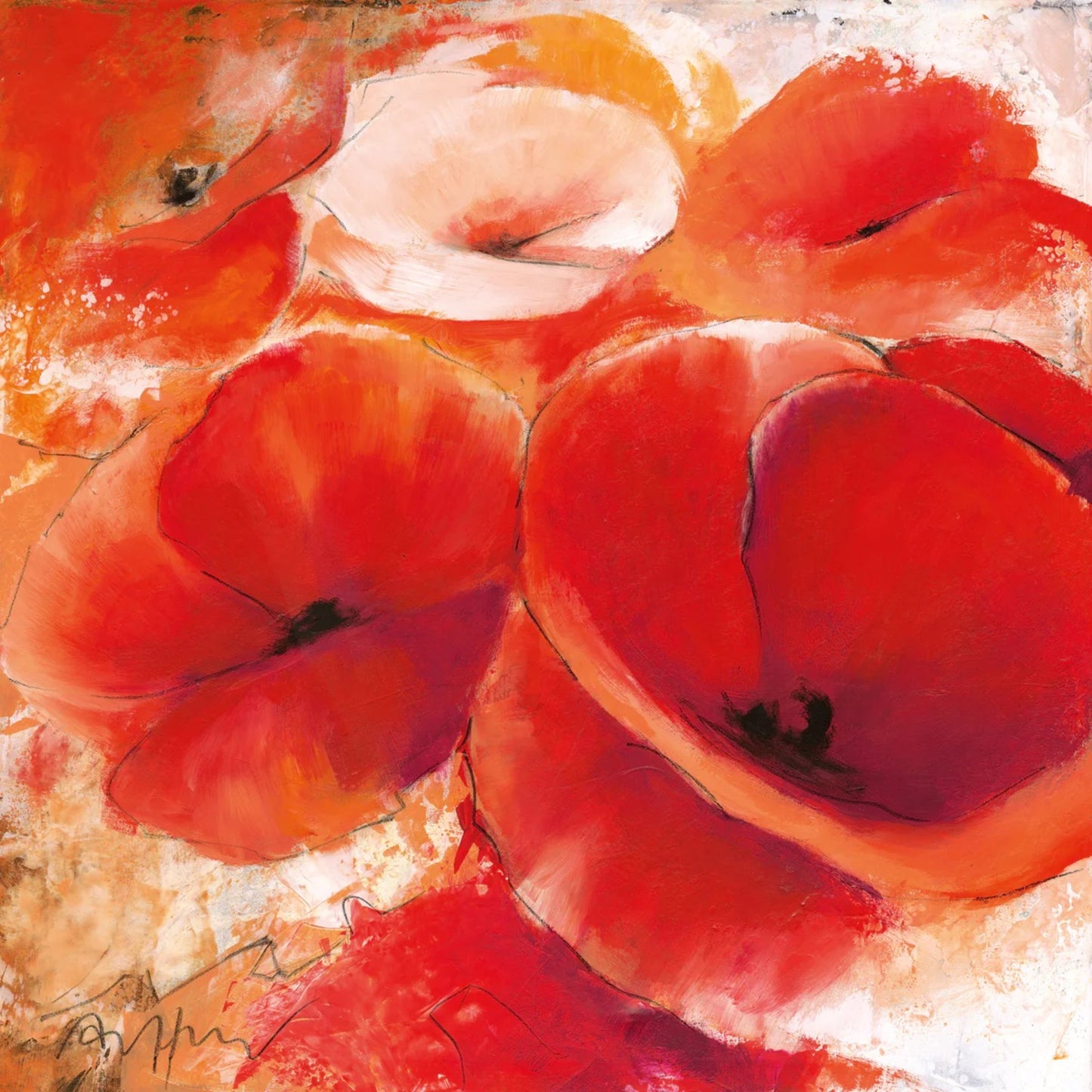 Kunstdruck Thomas Aeffner - Mohnspiel 98x98cm