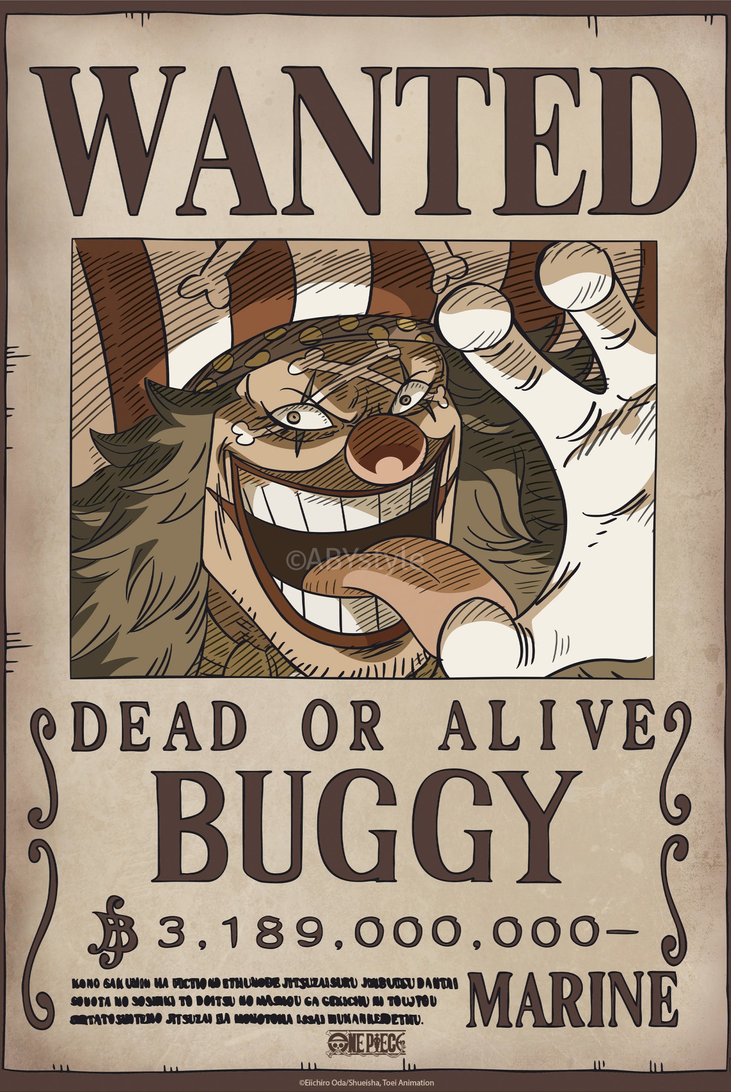 Poster One Piece Wanted Buggy Wano 38x52cm