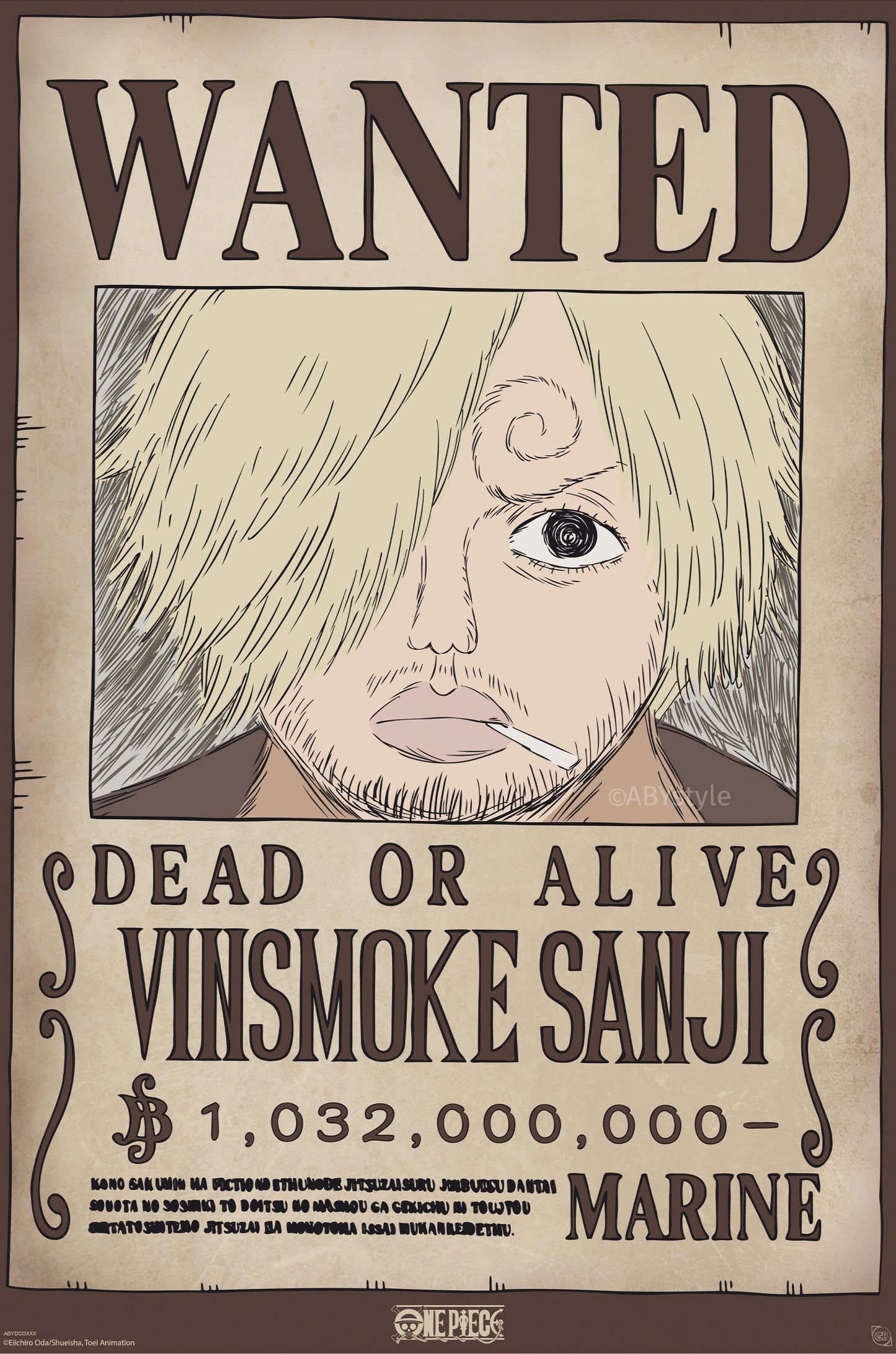 Poster One Piece Wanted Sanji Wano 61x91,5cm