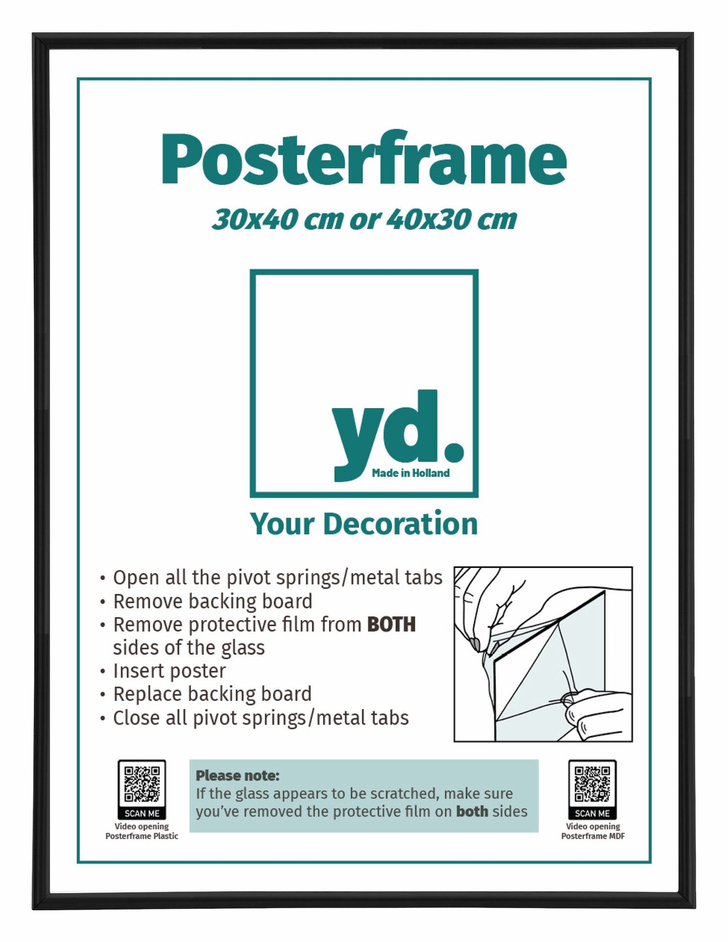 Posterrahmen 30x40cm Schwarz Matt Kunststoff Paris