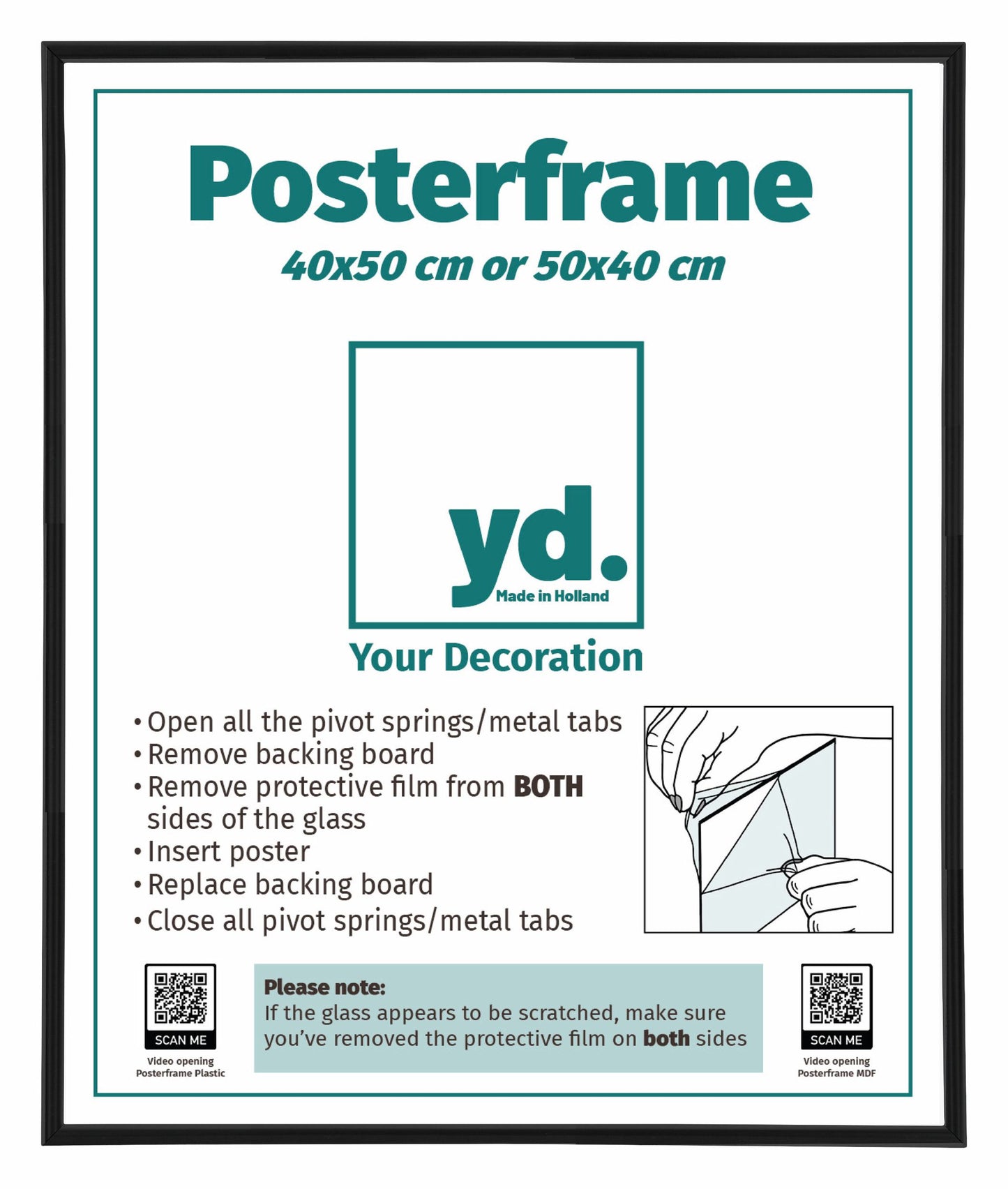Posterrahmen 40x50cm Schwarz Matt Kunststoff Paris
