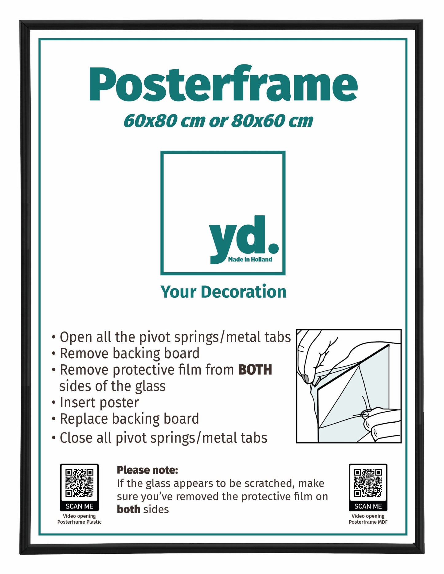 Posterrahmen 60x80cm Schwarz Matt Kunststoff Paris