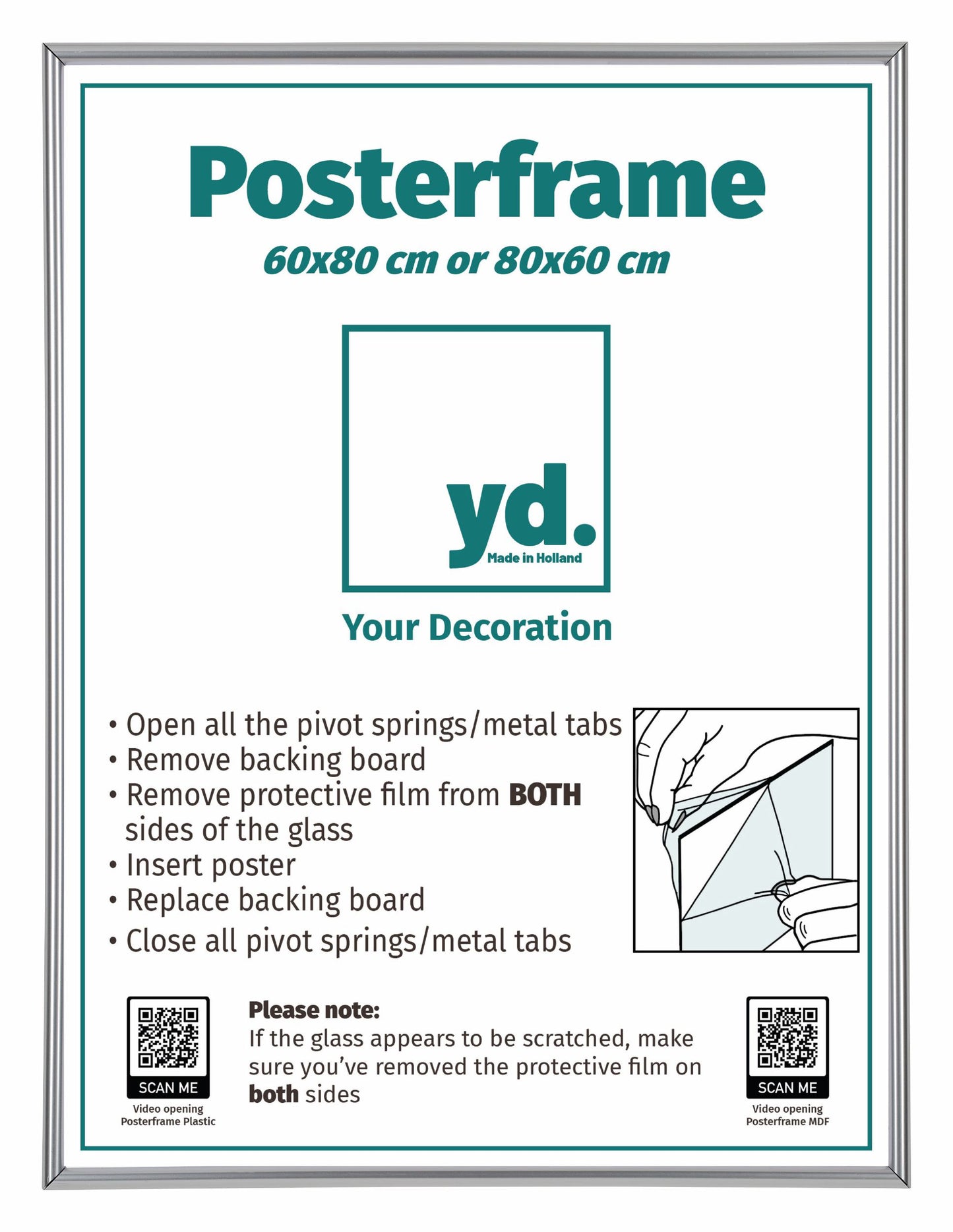 Posterrahmen 60x80cm Silber Hochglanz Kunststoff Paris