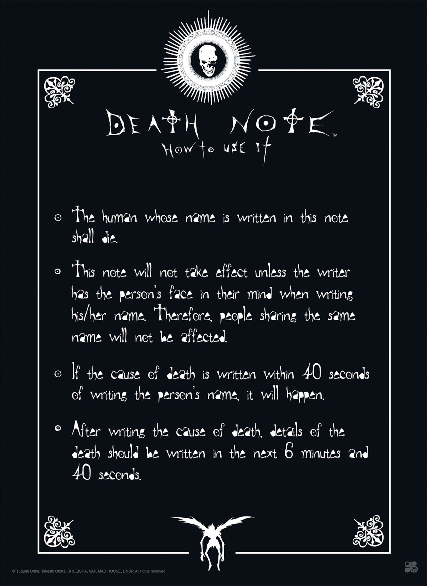 Poster Death Note Rules 38x52cm