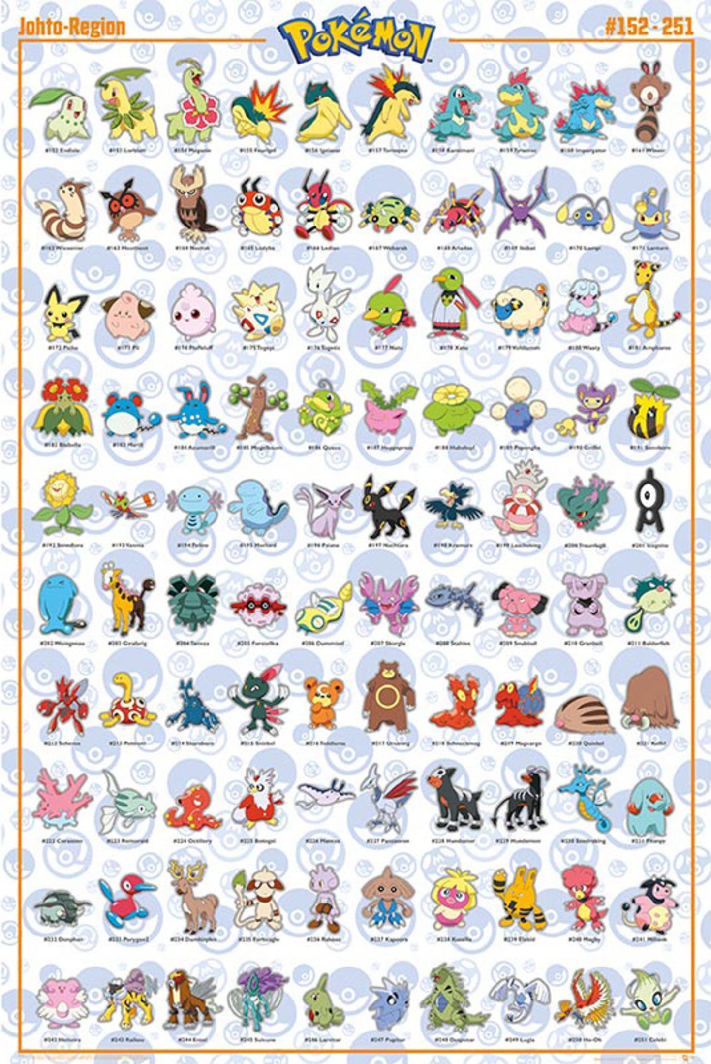 Poster Pokémon - Johto German Characters 61x91,5cm