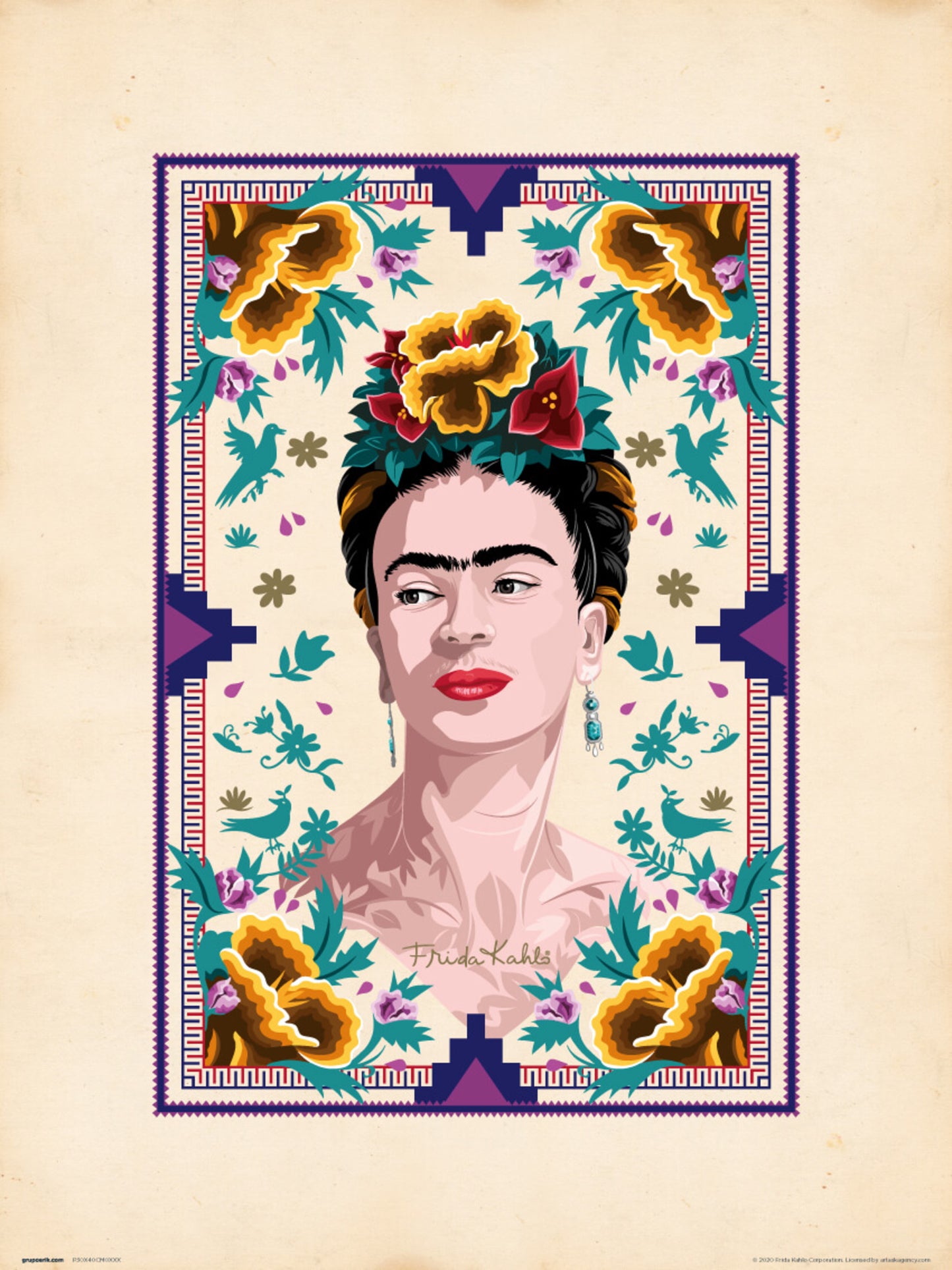 Kunstdruck Frida Kahlo Illustration 30x40cm