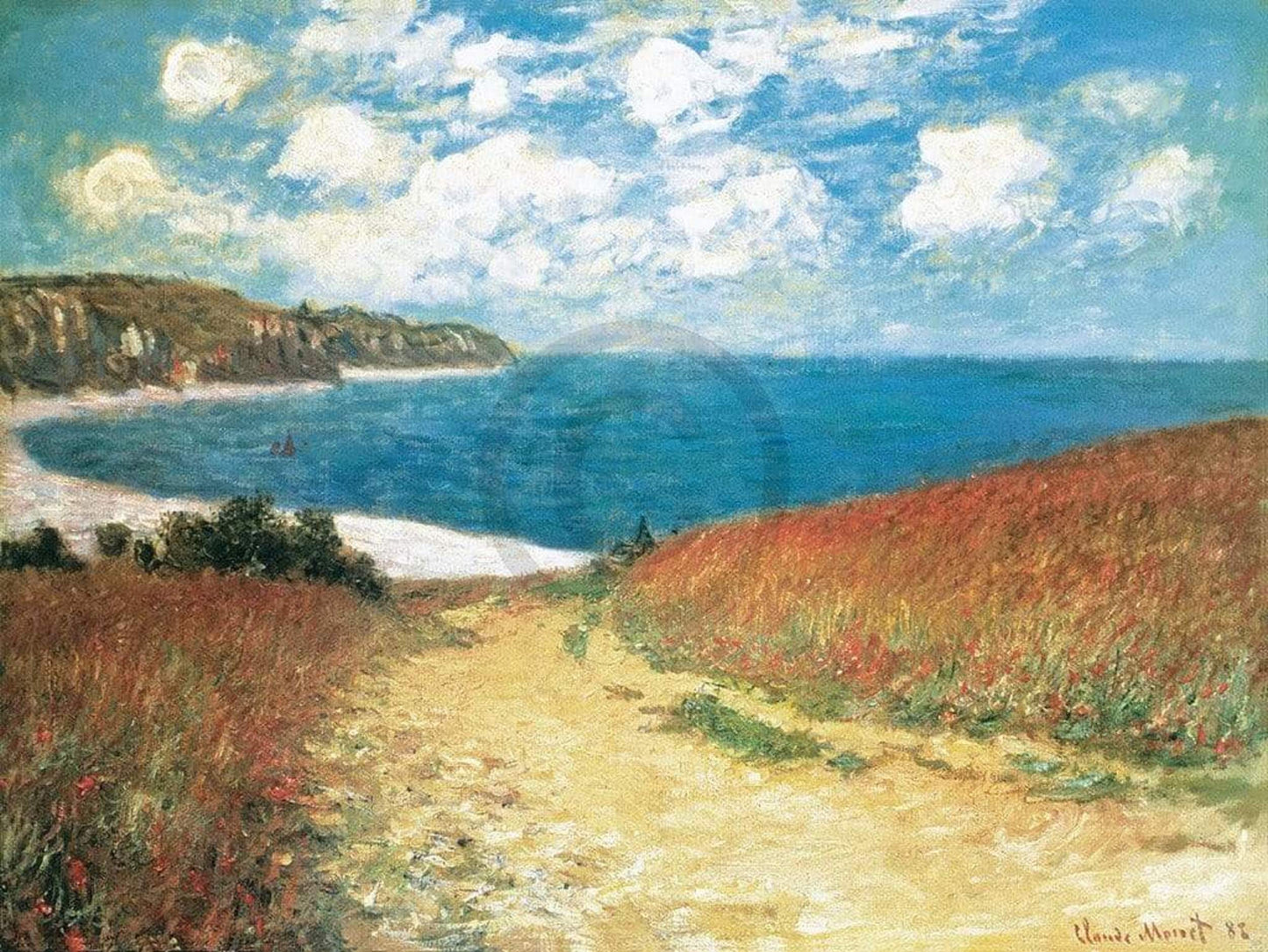 Kunstdruck Claude Monet - Meadow Road to Pourville 1882 80x60cm