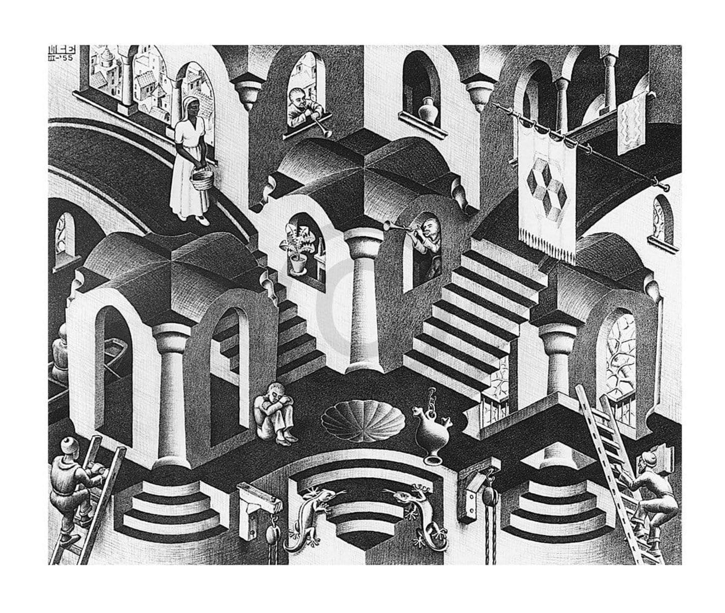 Kunstdruck M. C. Escher - Konkav und Konvexe 65x55cm