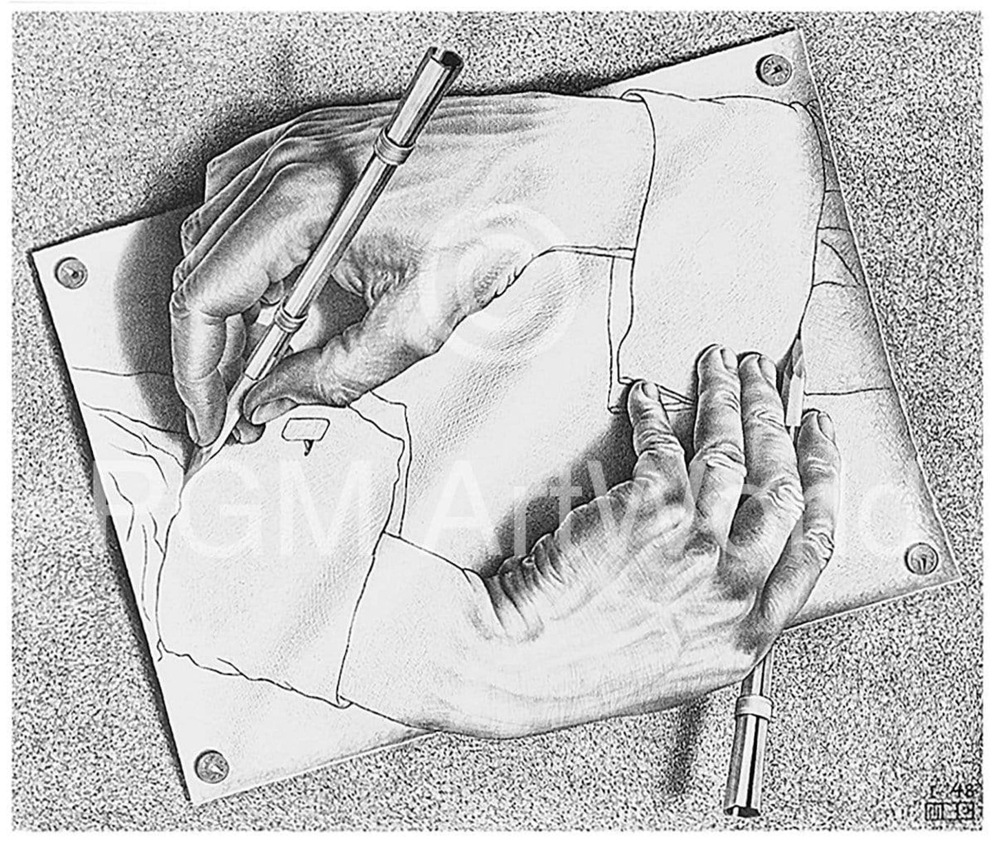Kunstdruck M. C. Escher - Zeichnen 65x55cm