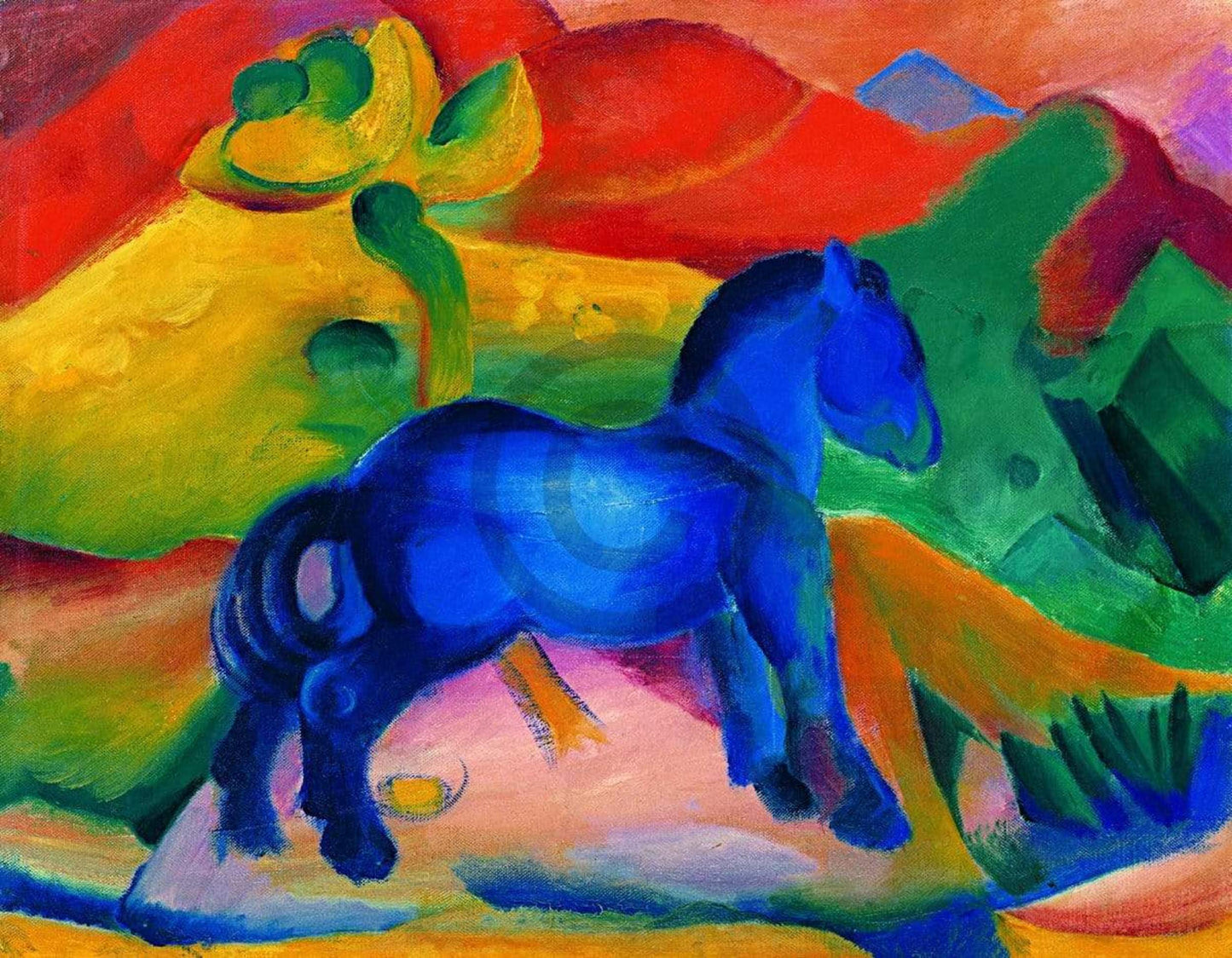 Kunstdruck Franz Marc - Blaues Pferdchen 90x70cm