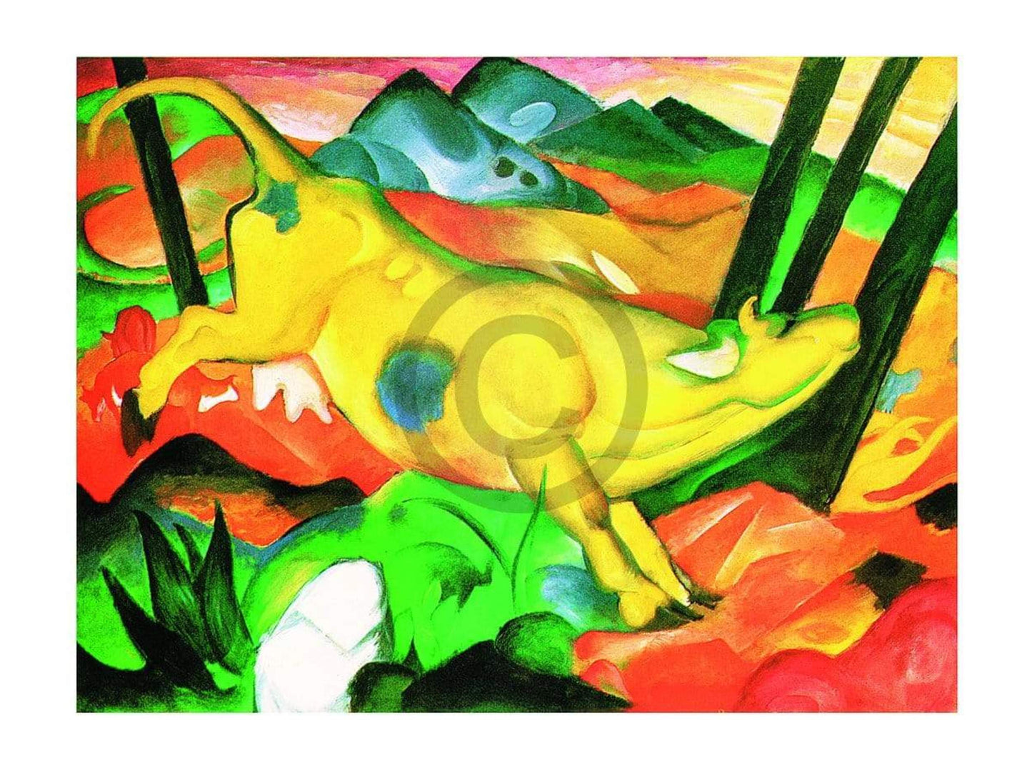 Kunstdruck Franz Marc - Gelbe Kuh 80x60cm