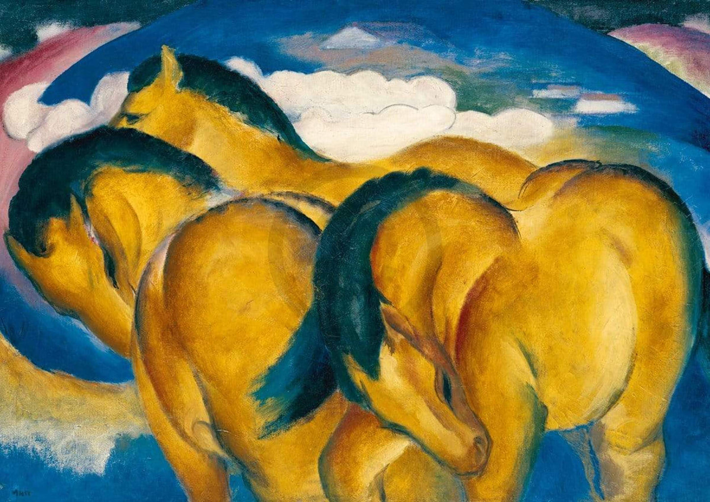 Kunstdruck Franz Marc - Die kleinen gelben Pferde 29.7x21cm