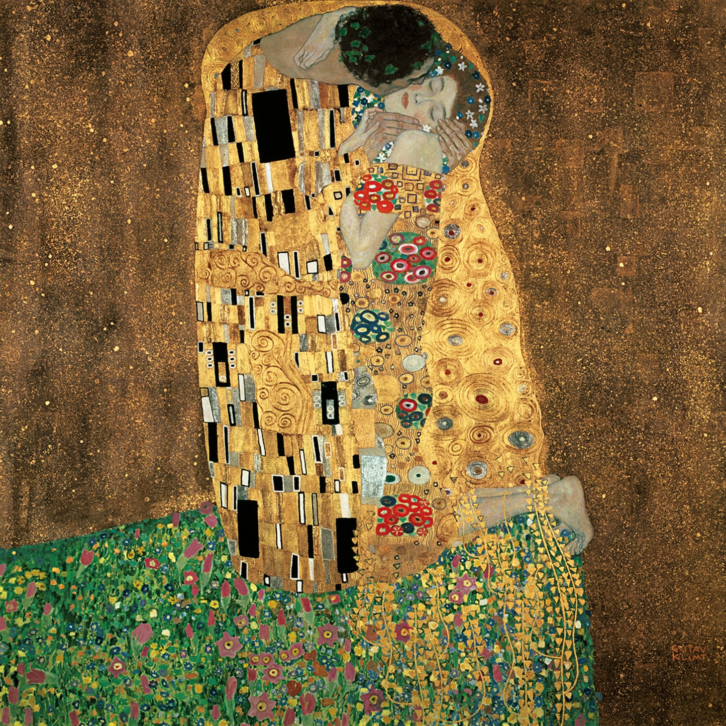 Kunstdruck Gustav Klimt - Der Kuß 98x98cm