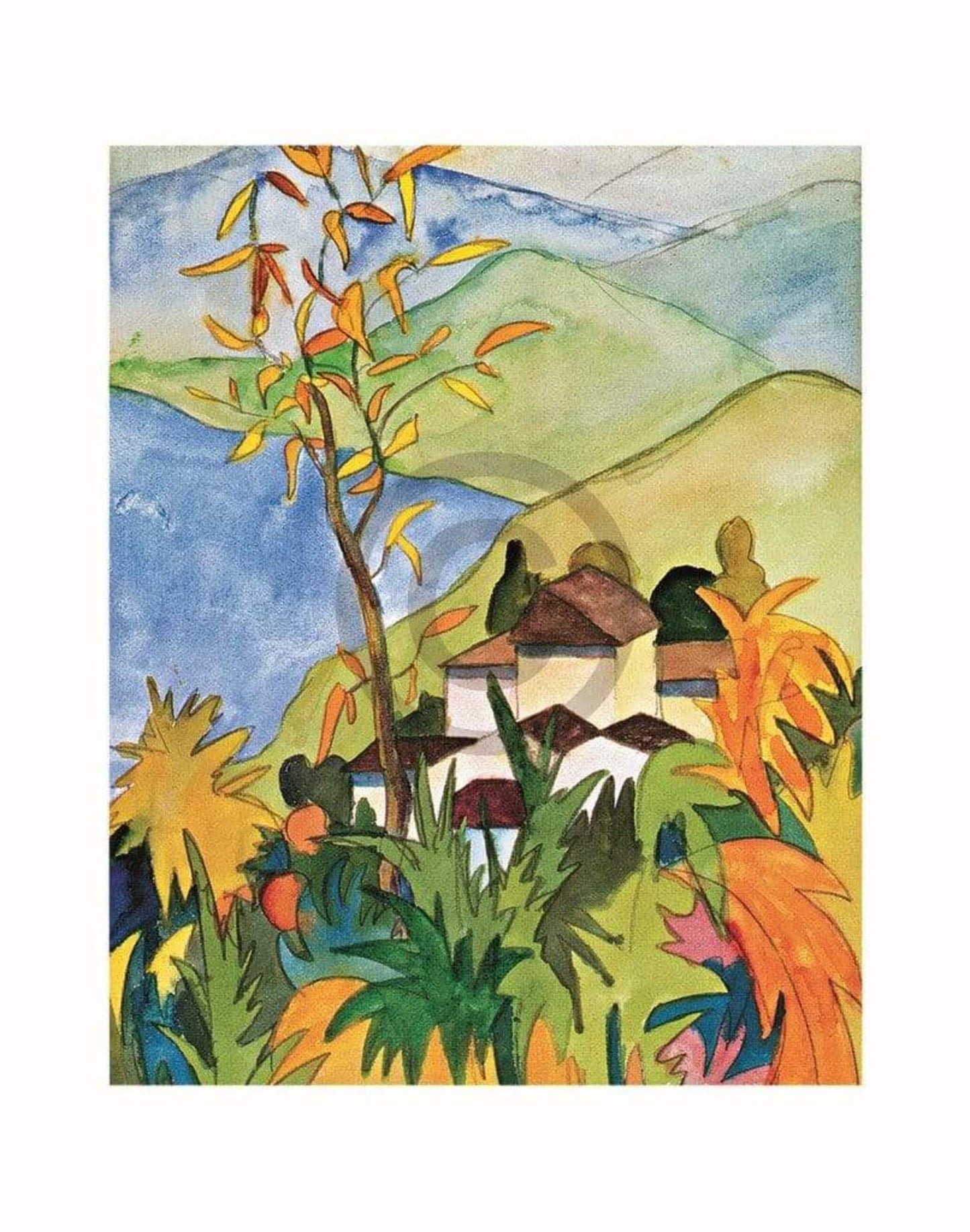 Kunstdruck Hermann Hesse - Dorf über dem See 56x71cm