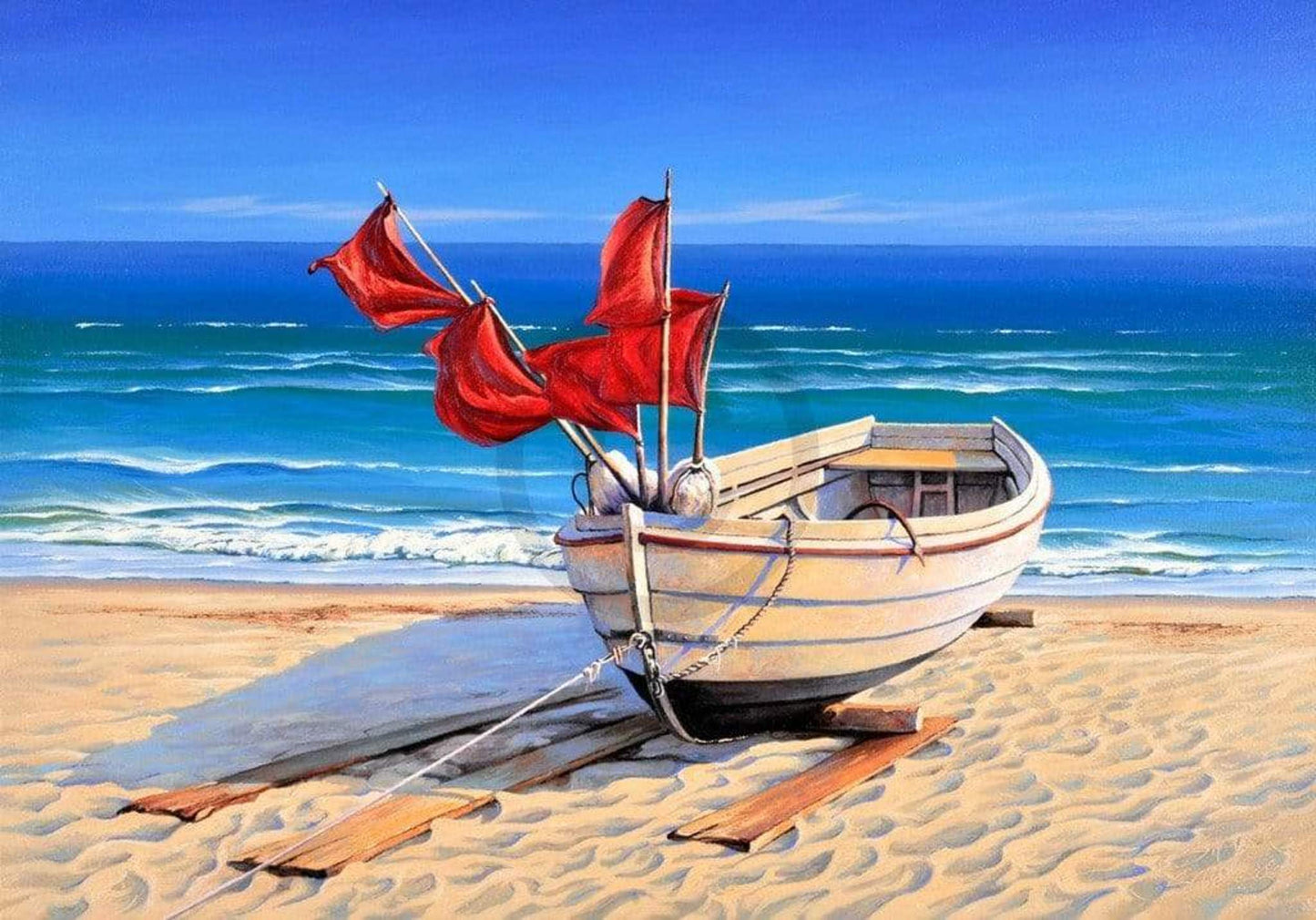 Kunstdruck Sigurd Schneider - Small fishing boat 80x60cm