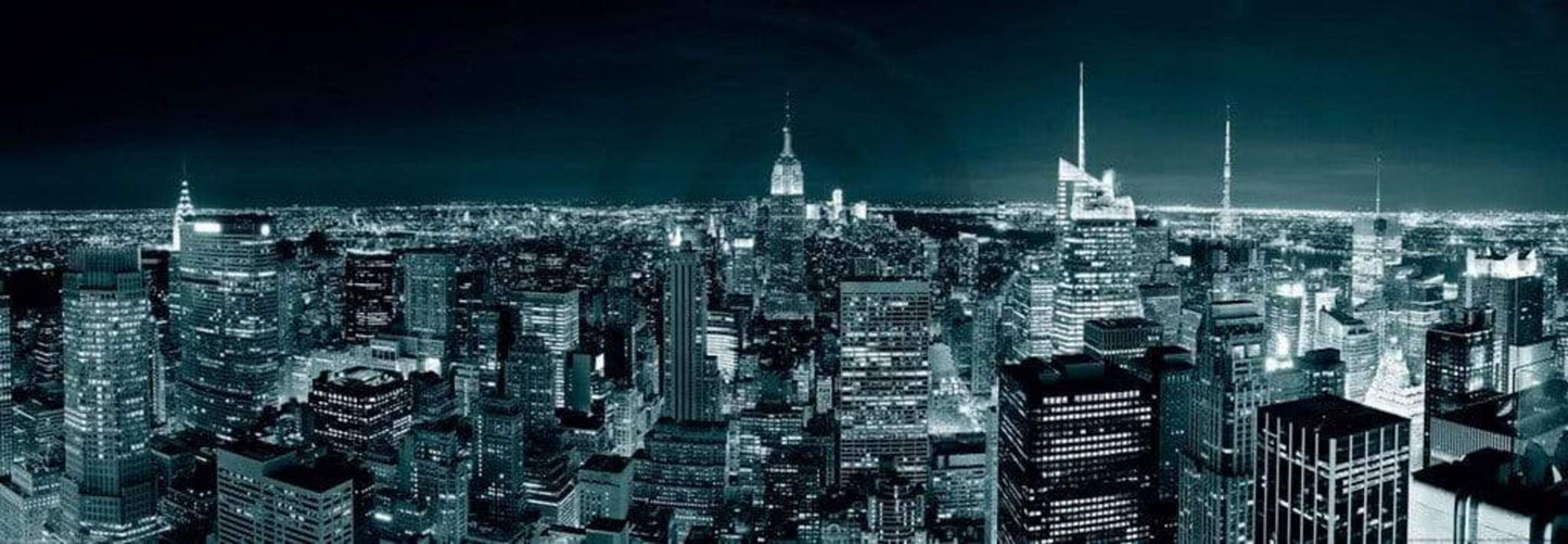 Kunstdruck Shutterstock - Manhatten Skyline at Night 95x33cm