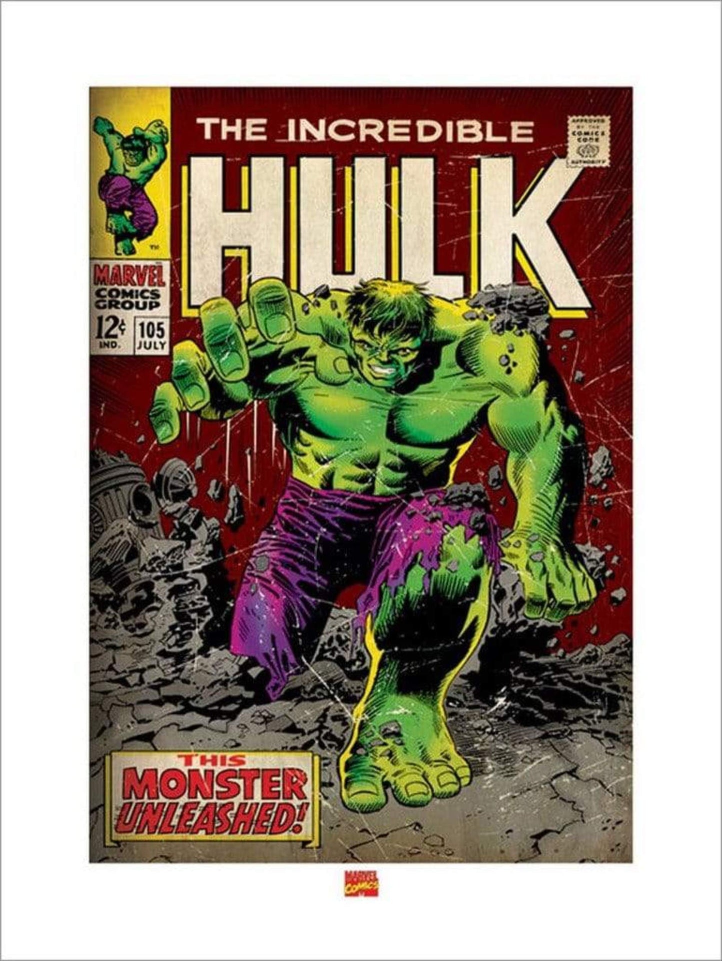Kunstdruck Incredible Hulk - Monster Unleashed 60x80cm