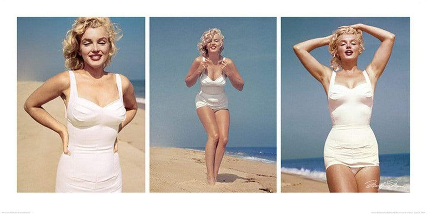 Kunstdruck Marilyn Monroe Beach Triptych 100x50cm