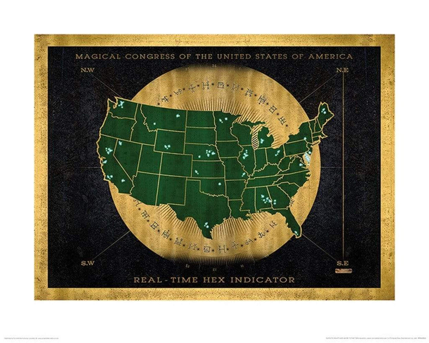 Kunstdruck Fantastic Beasts Hex indicator map 40x50cm