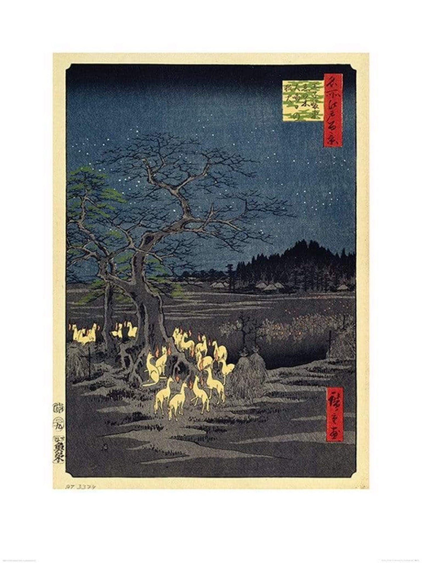 Kunstdruck Hiroshige - Fox Fires on New Years Eve at the Changing Tree in Oji 60x80cm