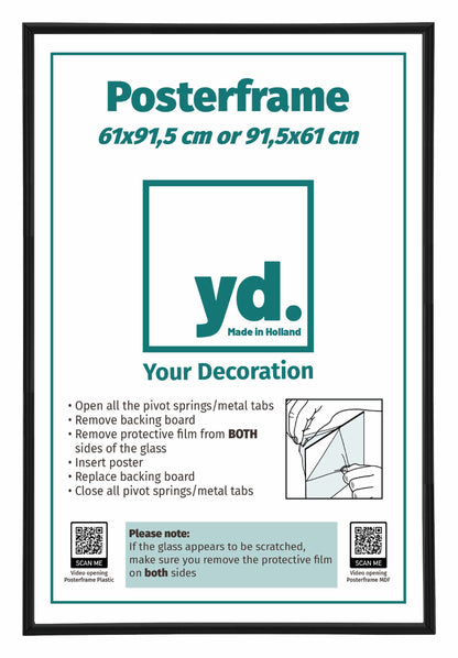 Posterrahmen 61x91,5cm Schwarz Matt Kunststoff Paris