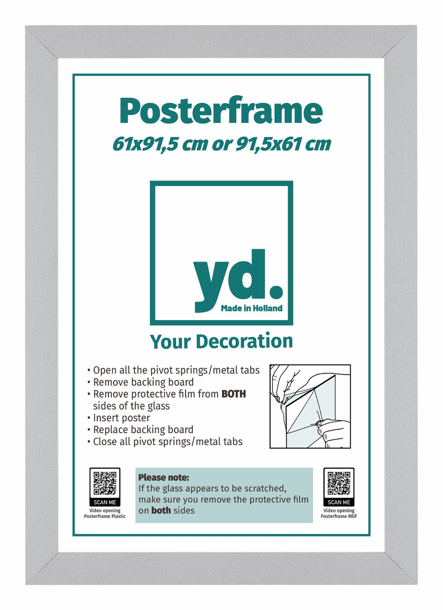 Posterrahmen 61x91,5cm Silber Matt MDF Parma