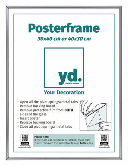 Posterrahmen 30x40cm Silber Hochglanz Kunststoff Paris