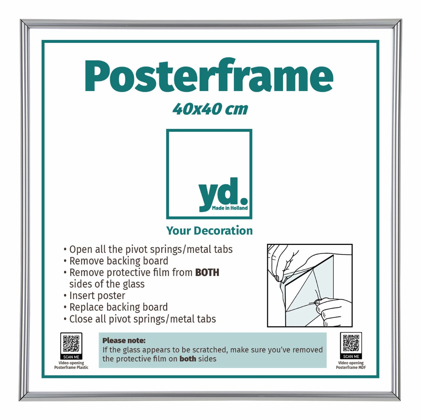 Posterrahmen 40x40cm Silber Hochglanz Kunststoff Paris