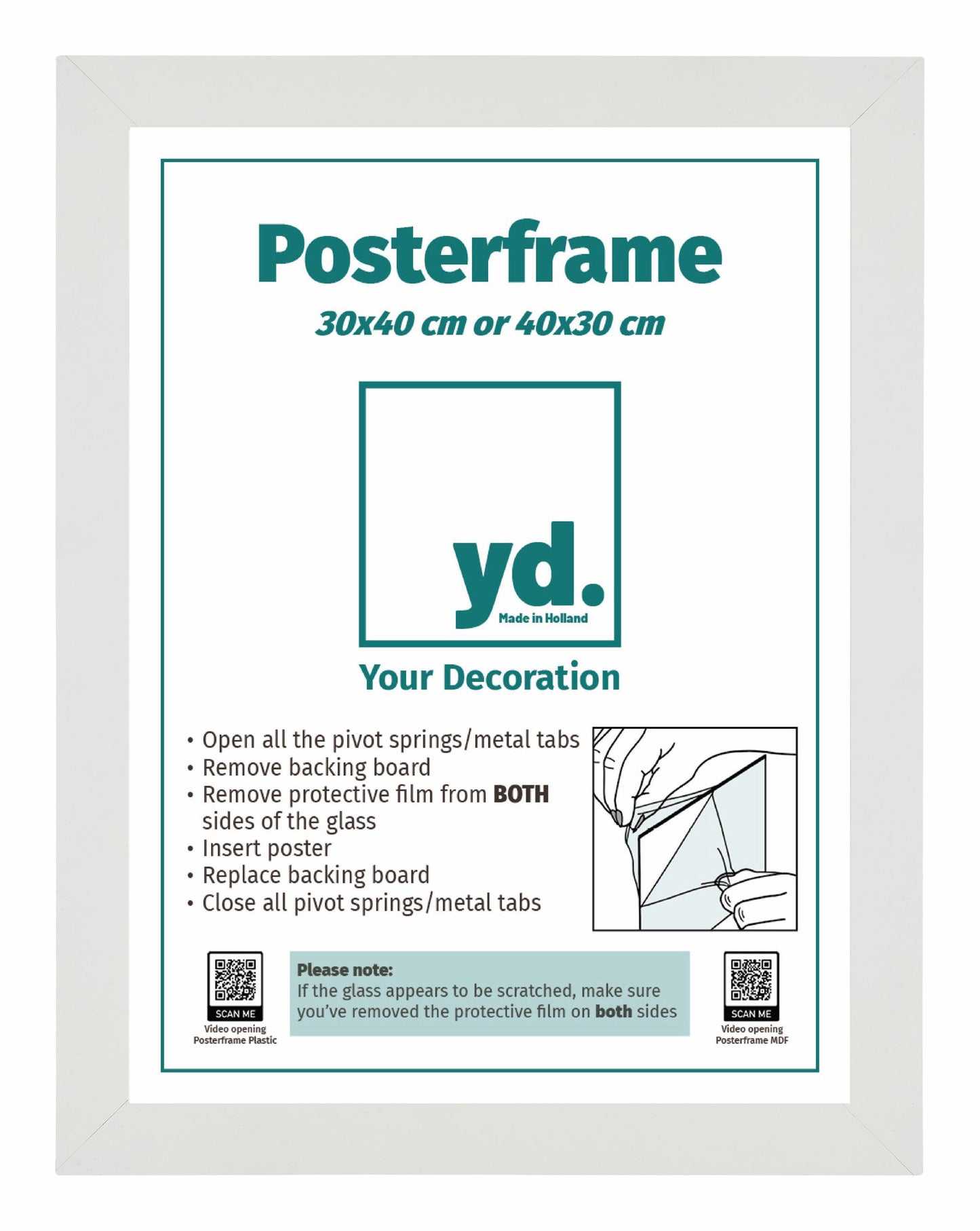 Posterrahmen 30x40cm Weiss Matt MDF Parma