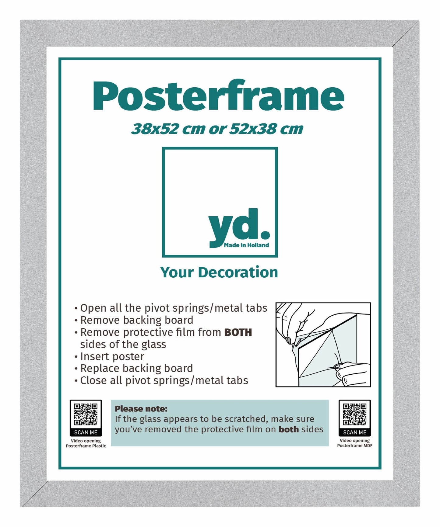Posterrahmen 38x52cm Silber Matt MDF Parma