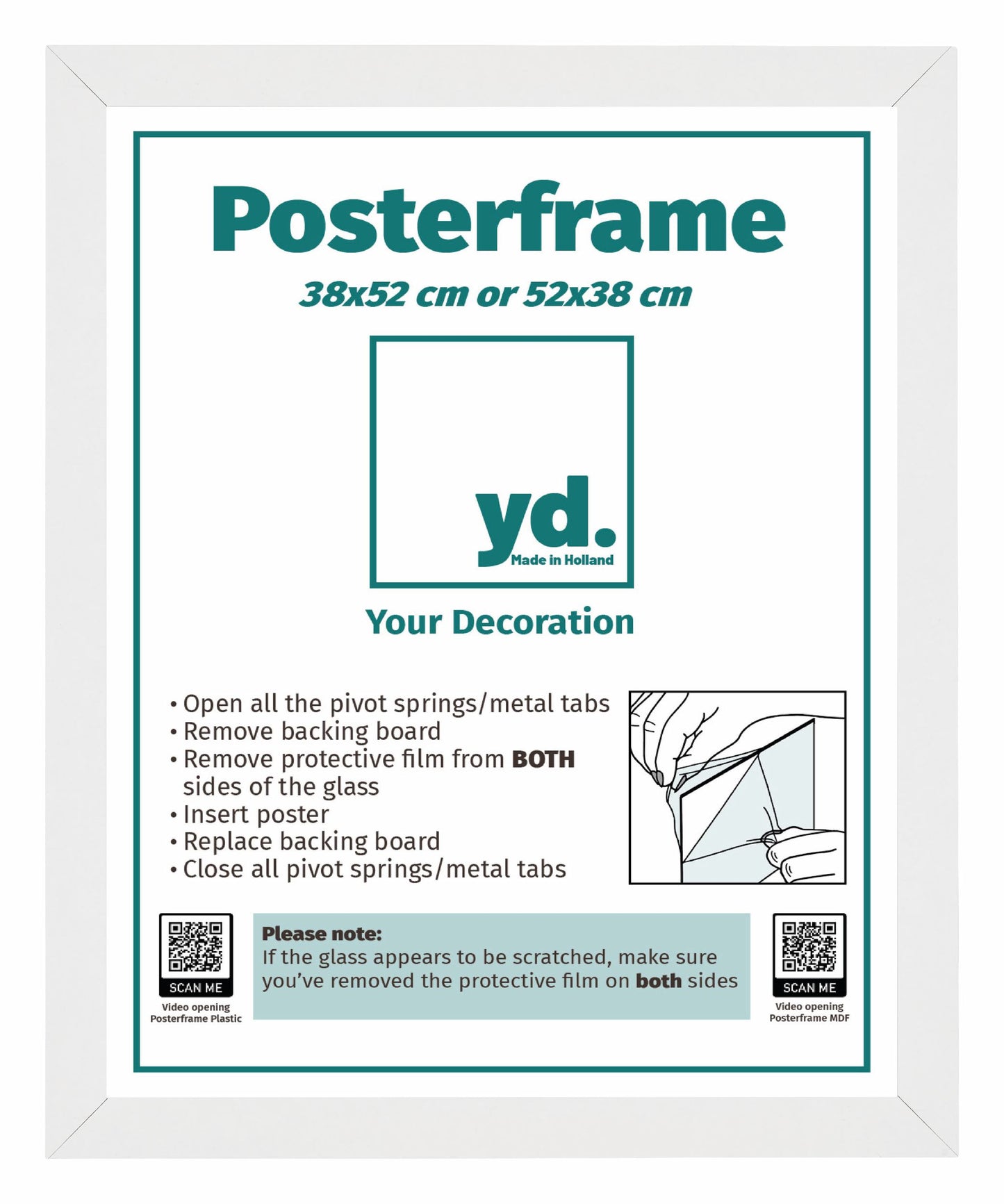 Posterrahmen 38x52cm Weiss Matt MDF Parma