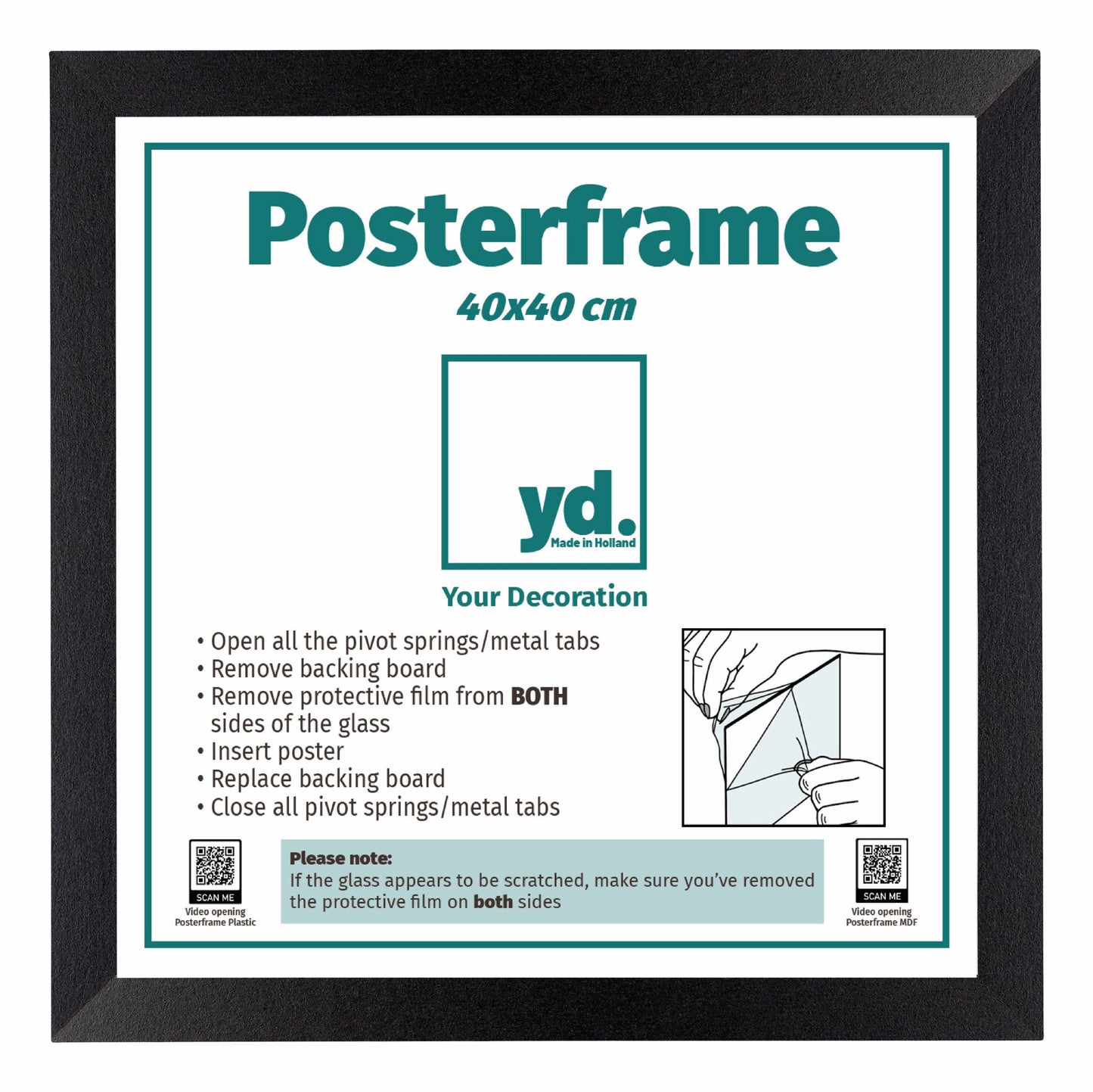 Posterrahmen 40x40cm Schwarz Matt MDF Parma