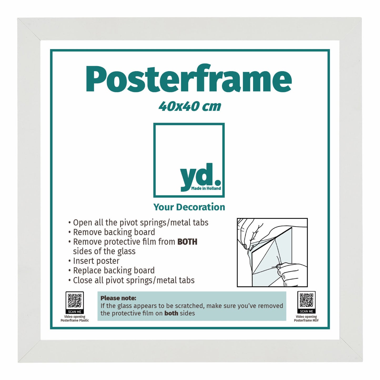 Posterrahmen 40x40cm Weiss Matt MDF Parma
