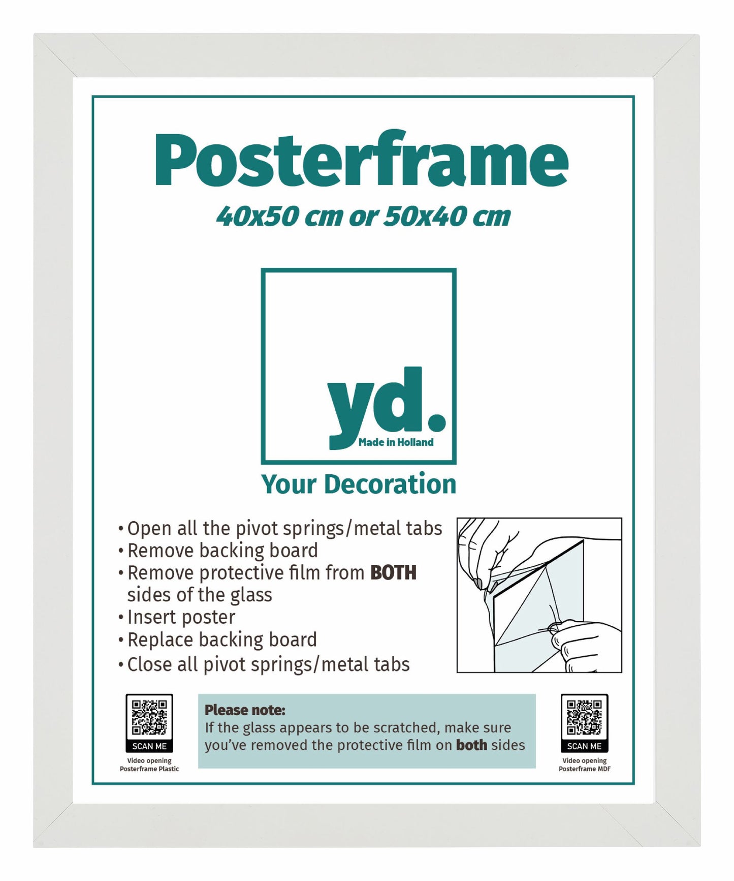 Posterrahmen 40x50cm Weiss Matt MDF Parma