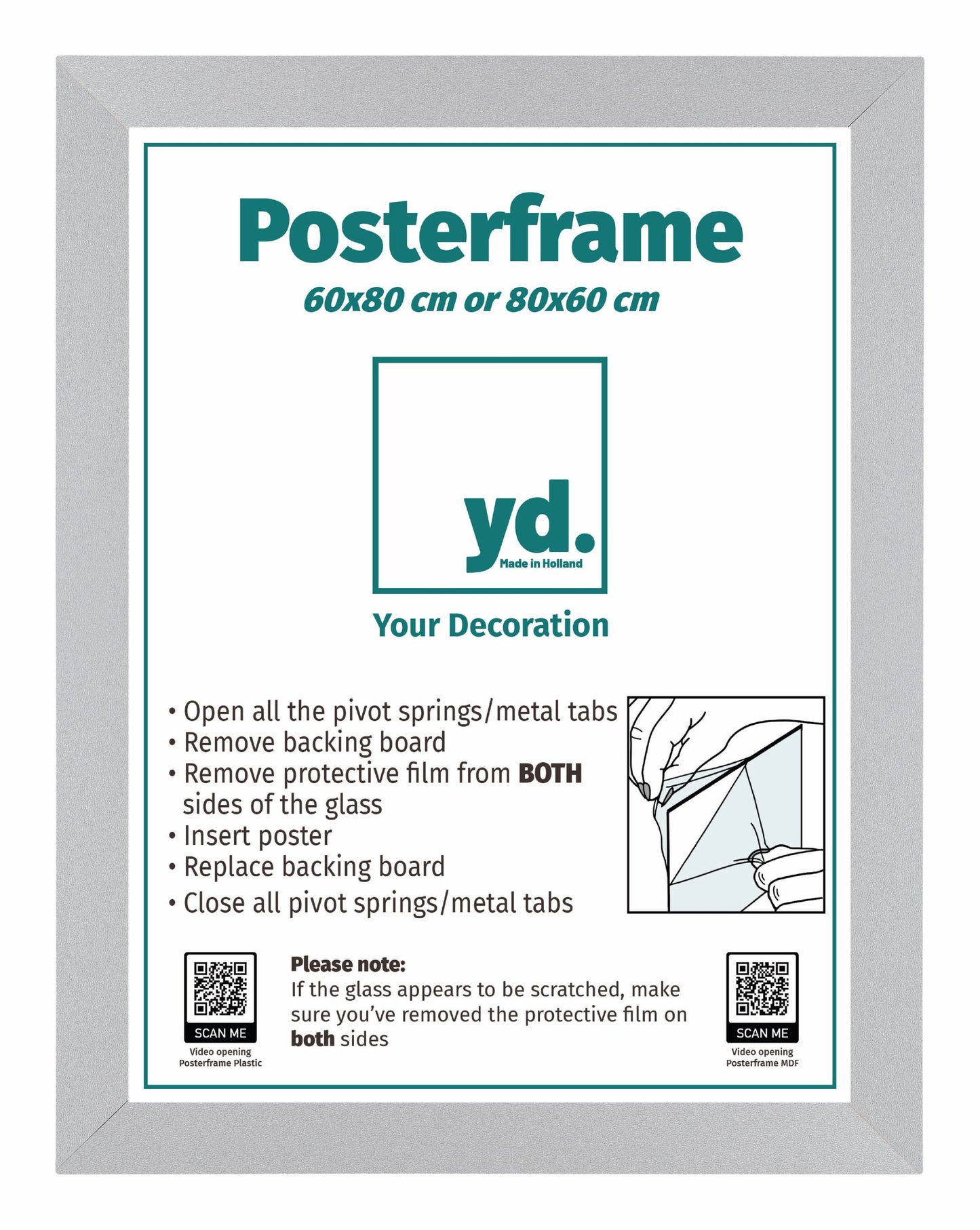 Posterrahmen 60x80cm Silber Matt MDF Parma