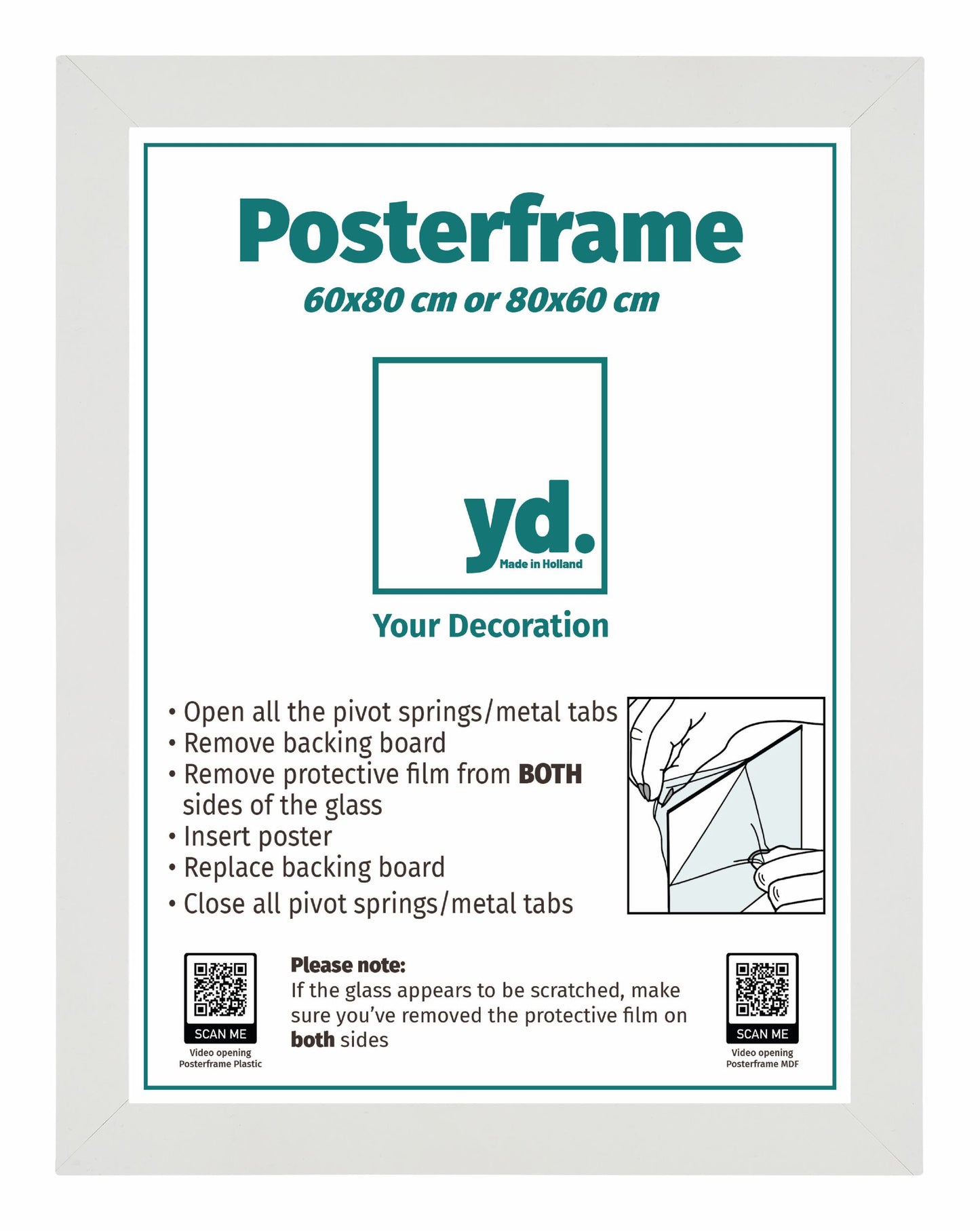 Posterrahmen 60x80cm Weiss Matt MDF Parma