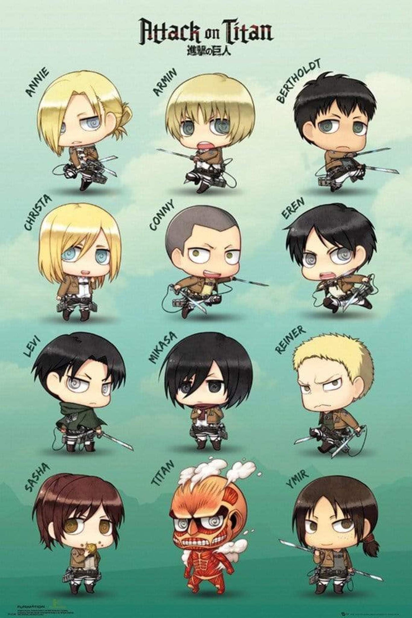 Poster Attack on Titan - Chibi Characters 61x91,5cm