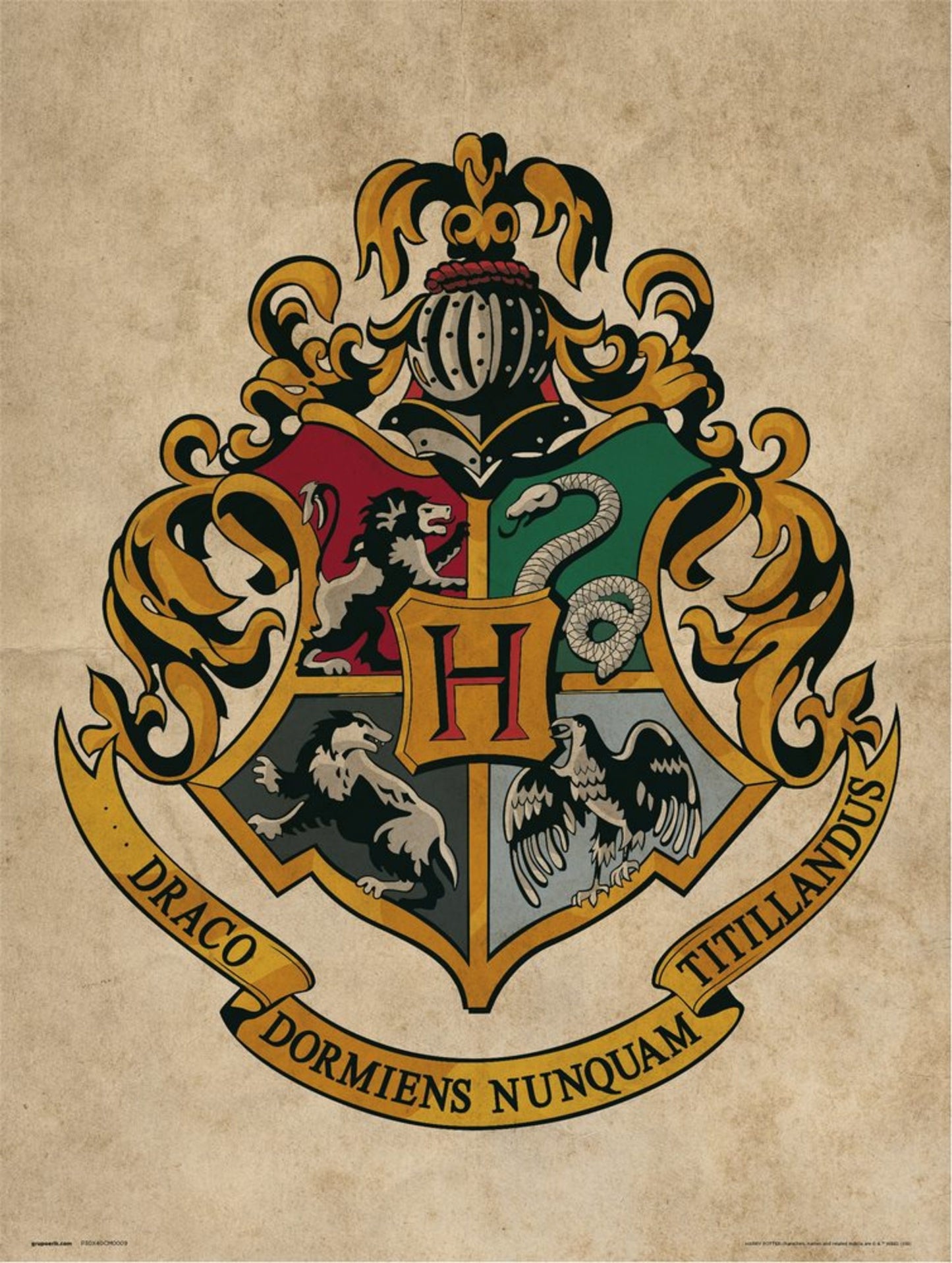 Kunstdruck Harry Potter - Hogwarts Crest 30x40cm