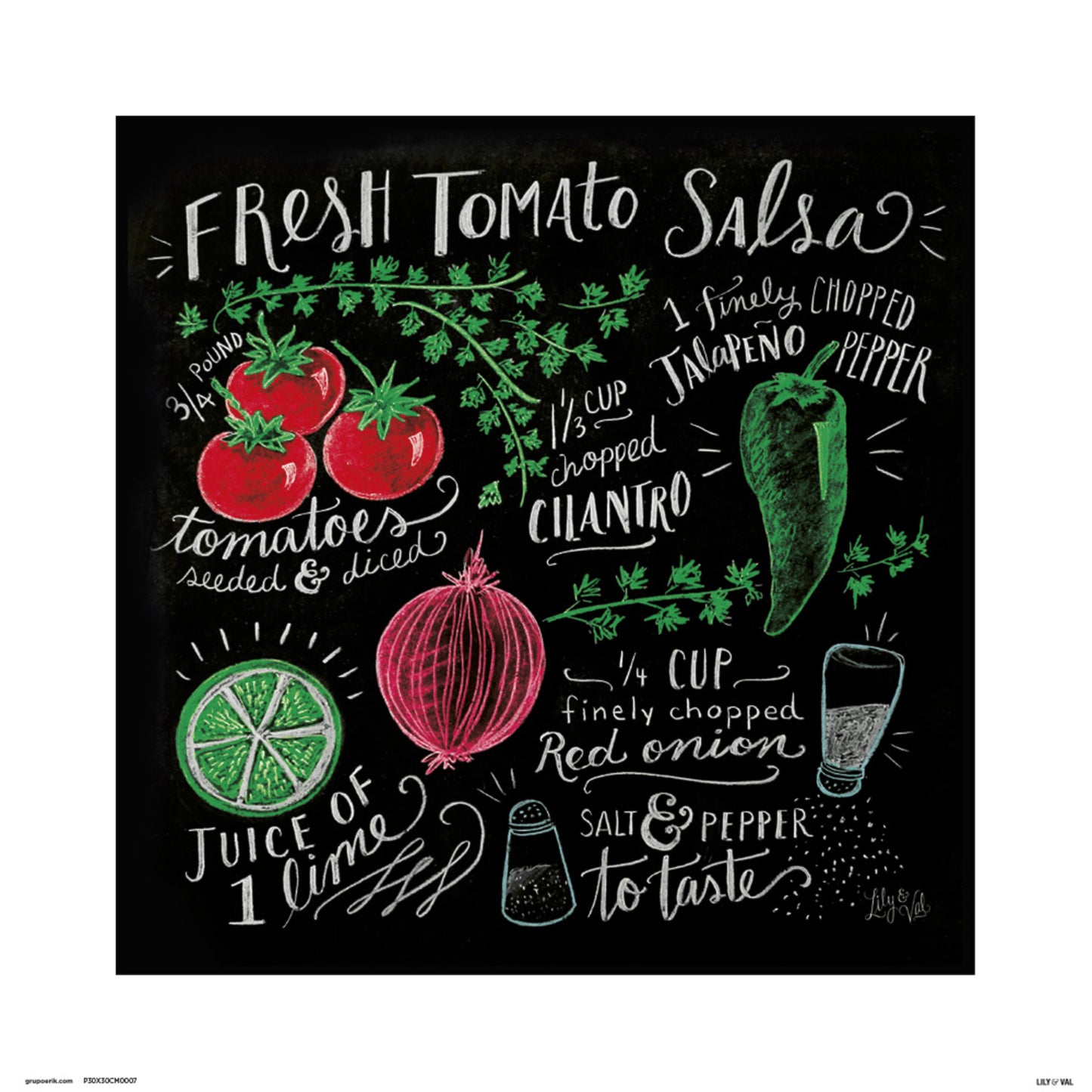 Kunstdruck Lily and Val - Fresh Tomata Salsa 30x30cm