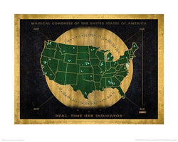 Kunstdruck Fantastic Beasts - Hex indicator map 40x50cm