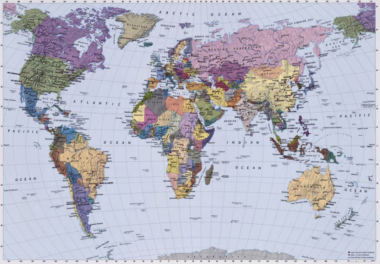 Fototapete - World Map 270x188cm - Papiertapete
