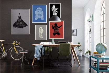 Kunstdruck Star Wars - Silhouette Quotes R2D2 30x40cm