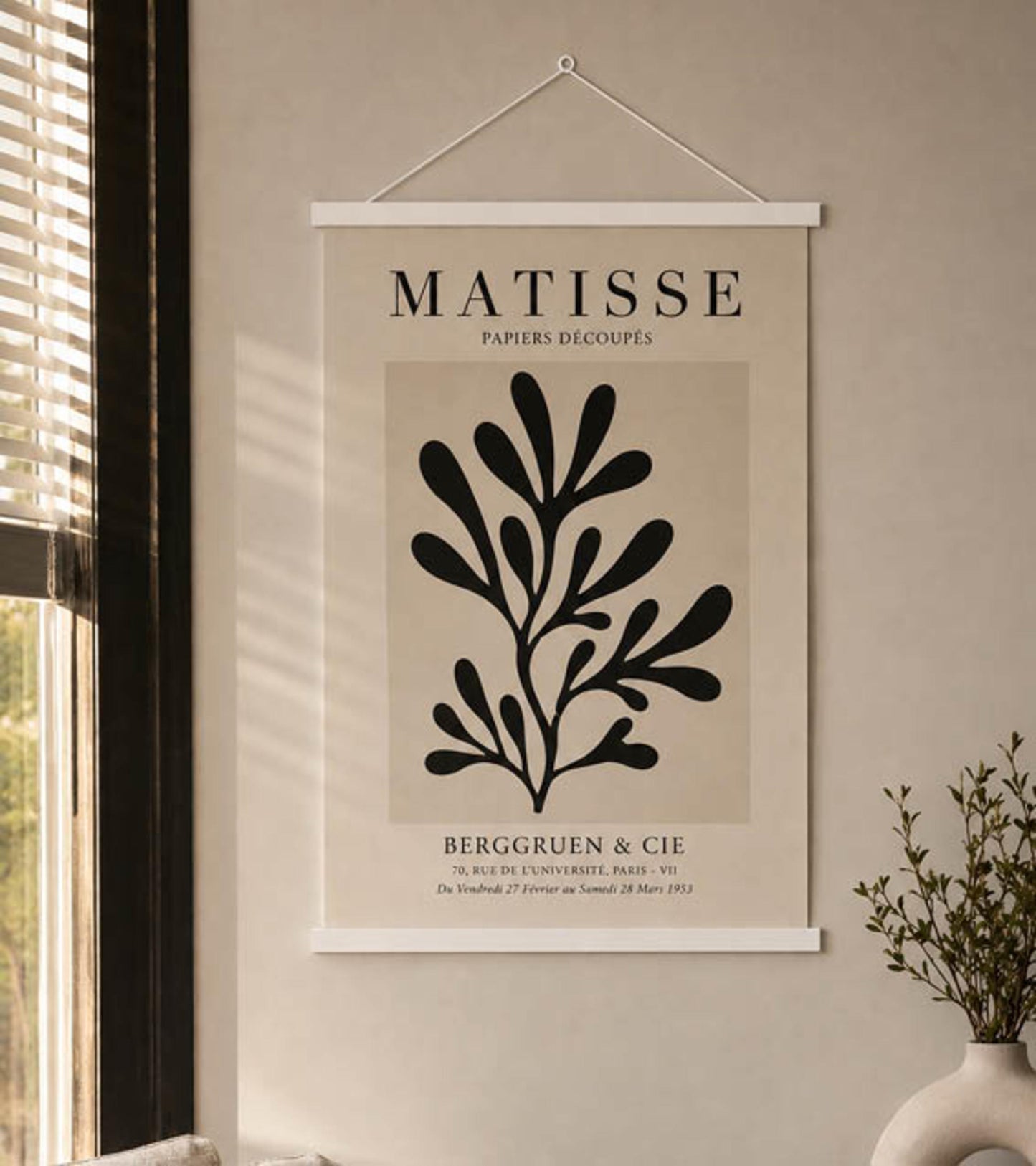 Posterhänger 90cm Weiß - Posterleiste mit Aufhängauge