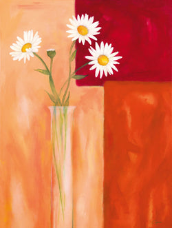 Kunstdruck Günter Gohn - Margeriten mit Siena-Braun 60x80cm