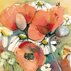 Kunstdruck Marta Peuckert - Mohn und Margeriten 21x21cm